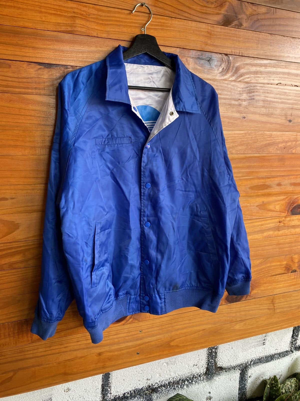 Japanese Brand Vintage Konica Minolta Satin Coach Jacket Blue White Logo Size US L / EU 52-54 / 3 - 7 Thumbnail
