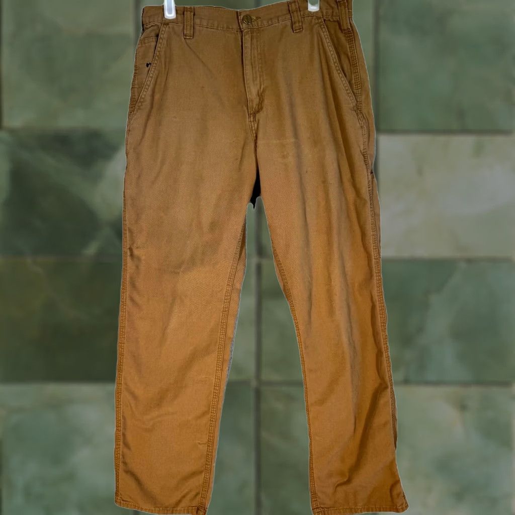 Carhartt Carhartt Men Pants Carpenter 32x30 Brown Mid-Rise Dungaree Fit Straight Workwear USA Retro Transportation Size US 32 / EU 48 - 1 Thumbnail