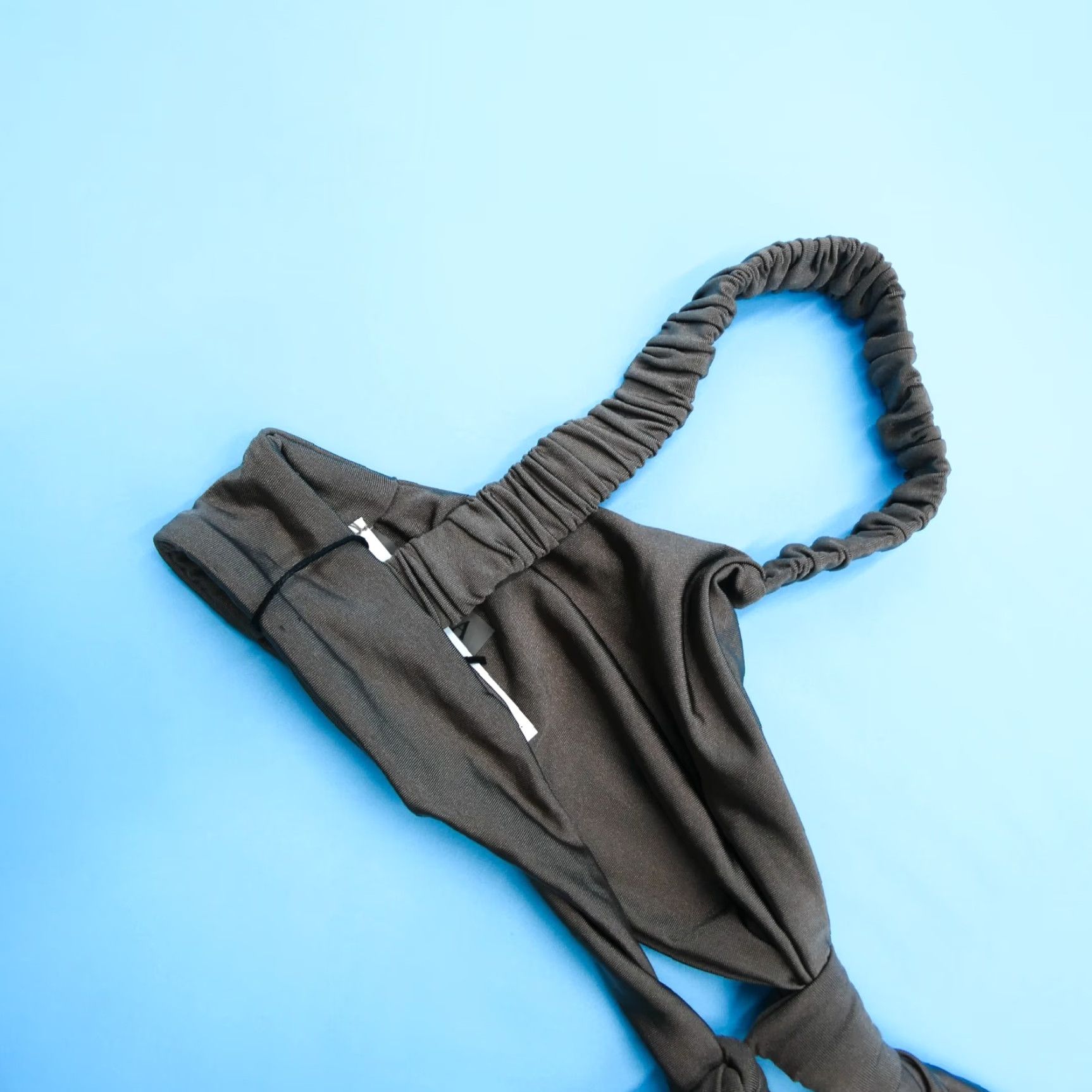 Vitamin A Bikini Top Women S Gray Wide Strap Ruched Plunge Swimwear Logo Quick Dry USA