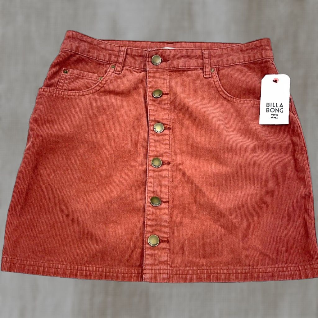 Billabong Billabong Skirt Women 6 Red Mini Corduroy Button Fly 90s Vintage Style, All Seasons, Casual Womens Size 28" / US 6 / IT 42 - 1 Thumbnail