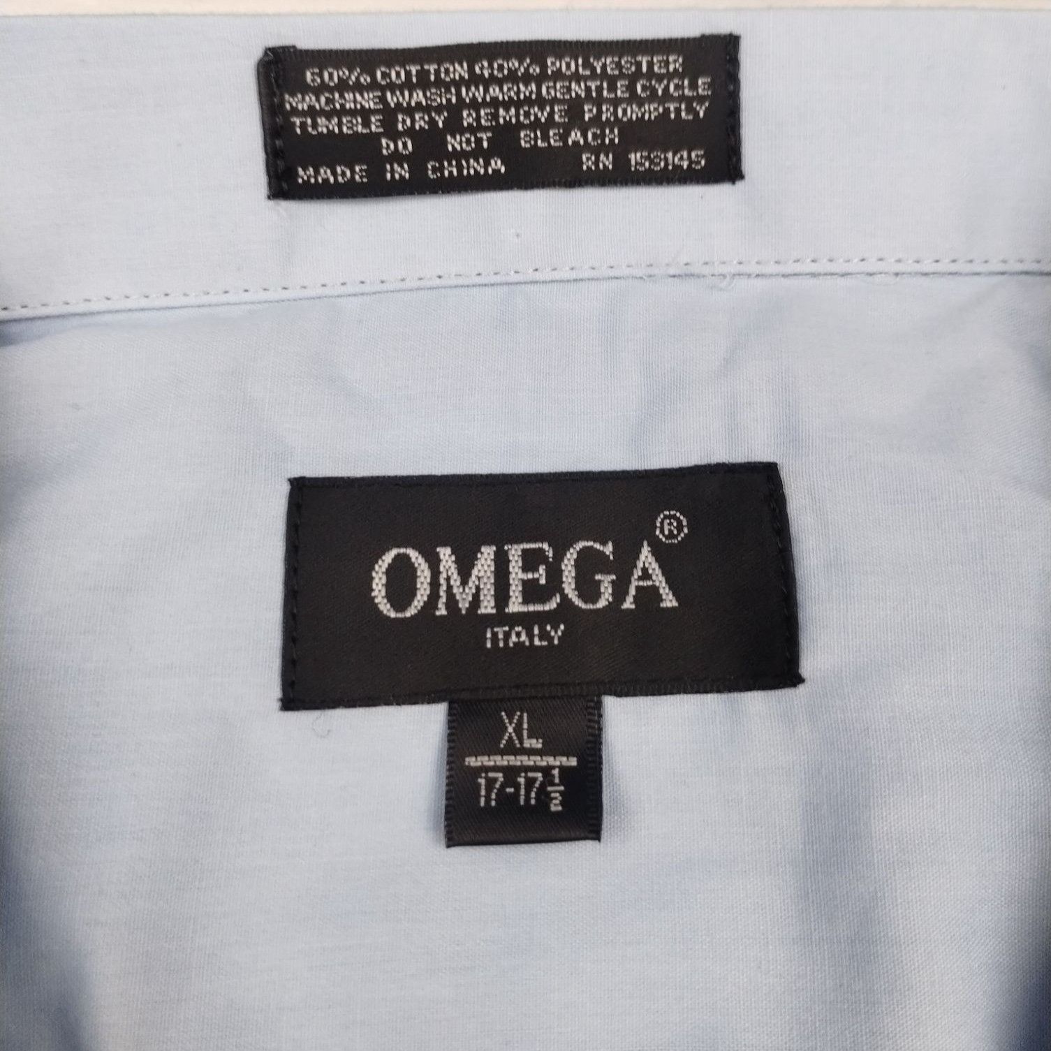 Omega Omega Men's Blue Embroidery Shirt/Button Up Size XL SKU 4015 Size US XL / EU 56 / 4 - 4 Thumbnail