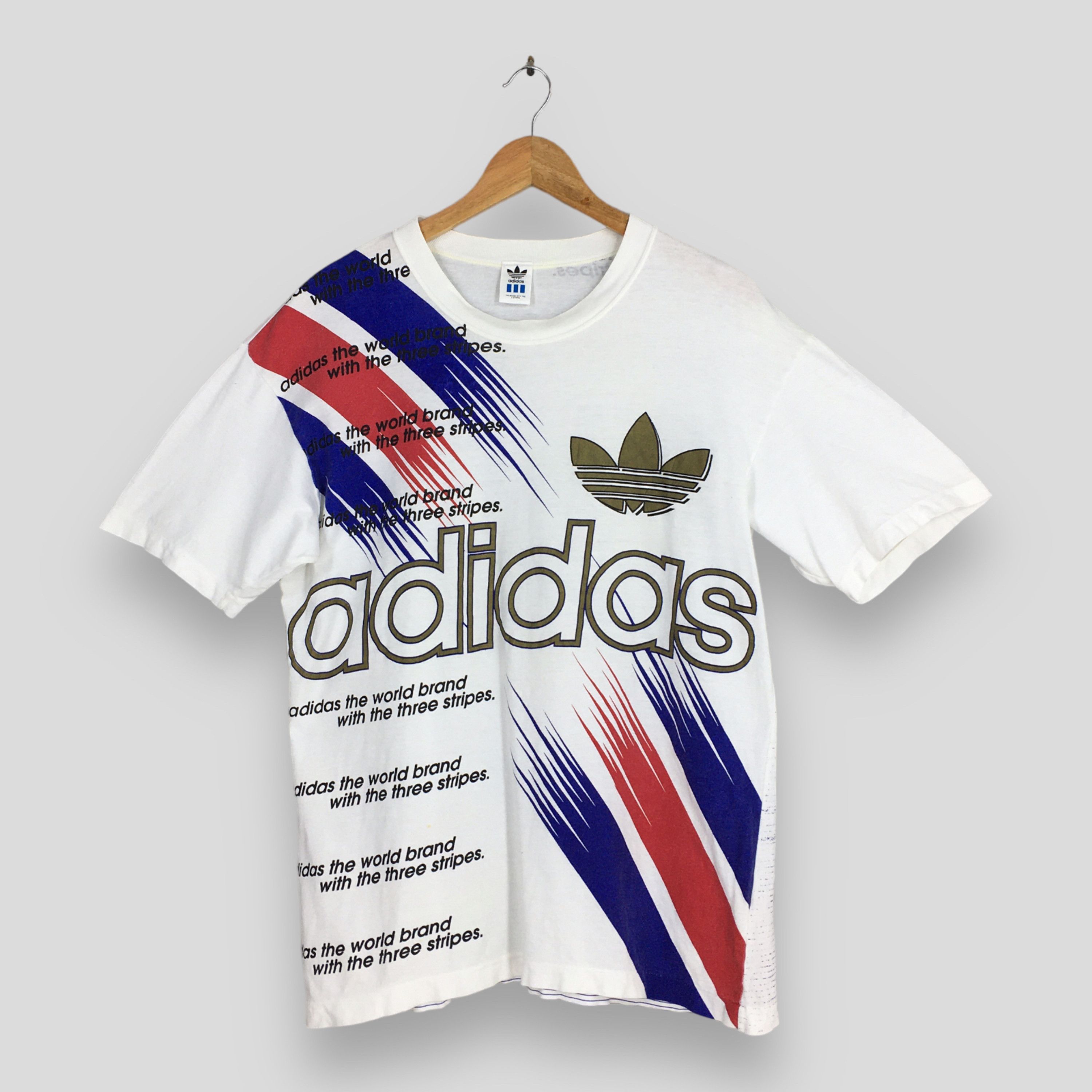 Vintage 80's Adidas Trefoil France Color White World Cup Tee