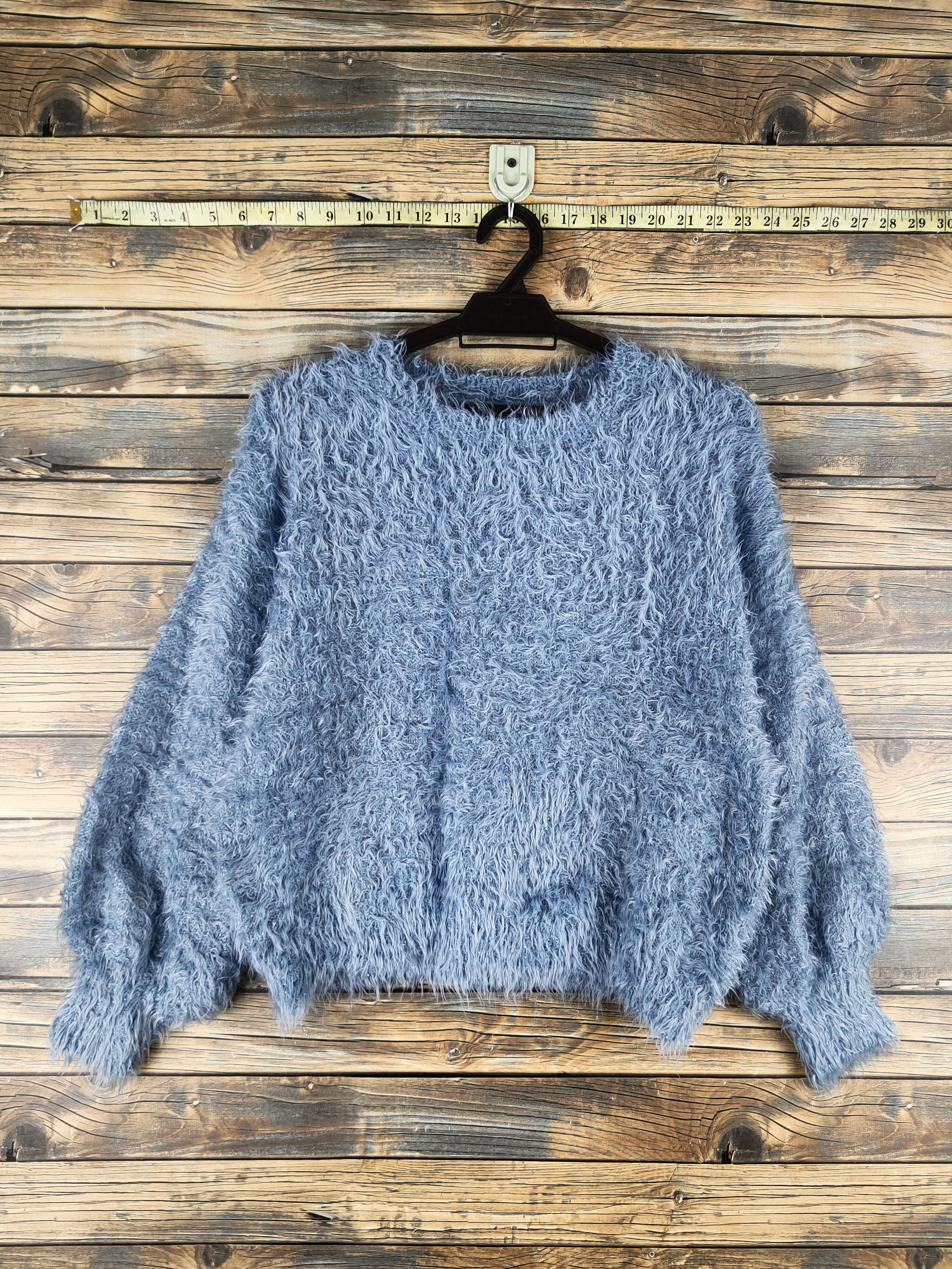 Japanese Brand Dl GU Blue Fur Mohair Knitwear #46-459 Size M / US 6-8 / IT 42-44 - 1 Thumbnail