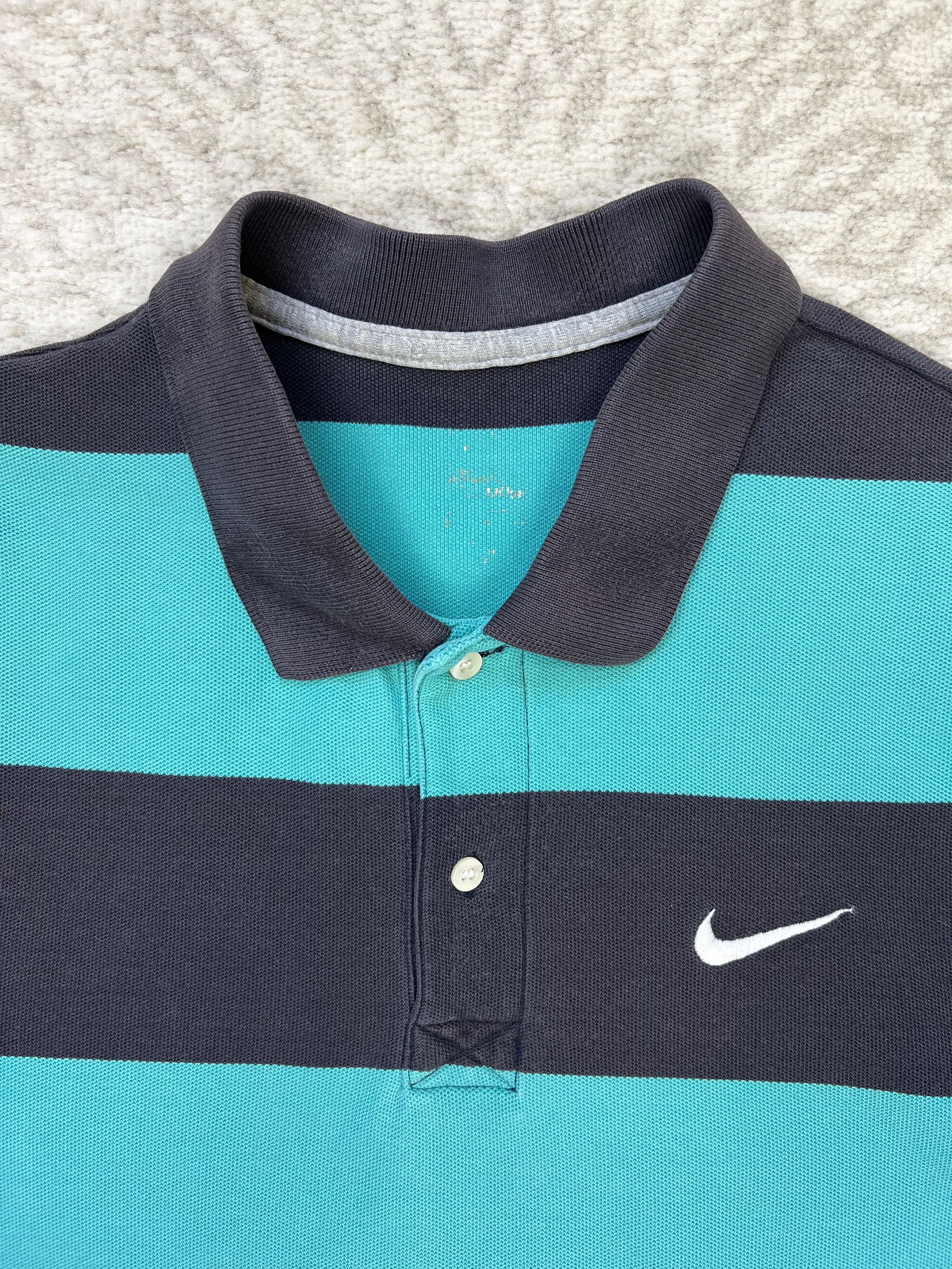 Nike Nike Striped Polo Shirt Teal Navy S/XS Size US S / EU 44-46 / 1 - 2 Thumbnail