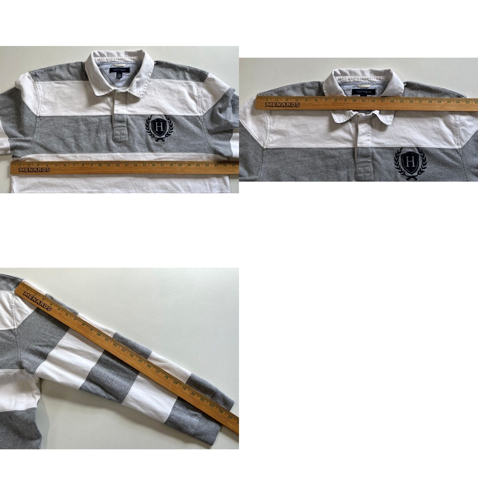 Tommy Hilfiger VINTAGE Tommy Hilfiger Men’s Long Sleeve Rugby Shirt Striped 2XL White Gray Size US XXL / EU 58 / 5 - 9 Thumbnail