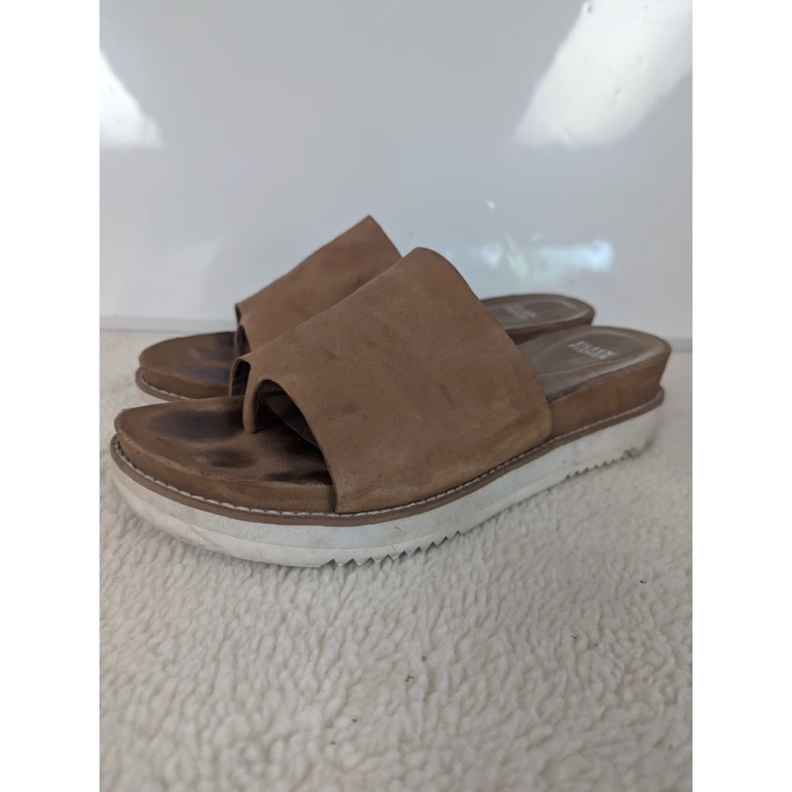 Eileen Fisher Eileen Fisher Sandals Women Thong Slip On Flat Beige 11 Nappa Leather Rubber Outsole Casual Shoes Size US 11 / IT 41 - 5 Thumbnail