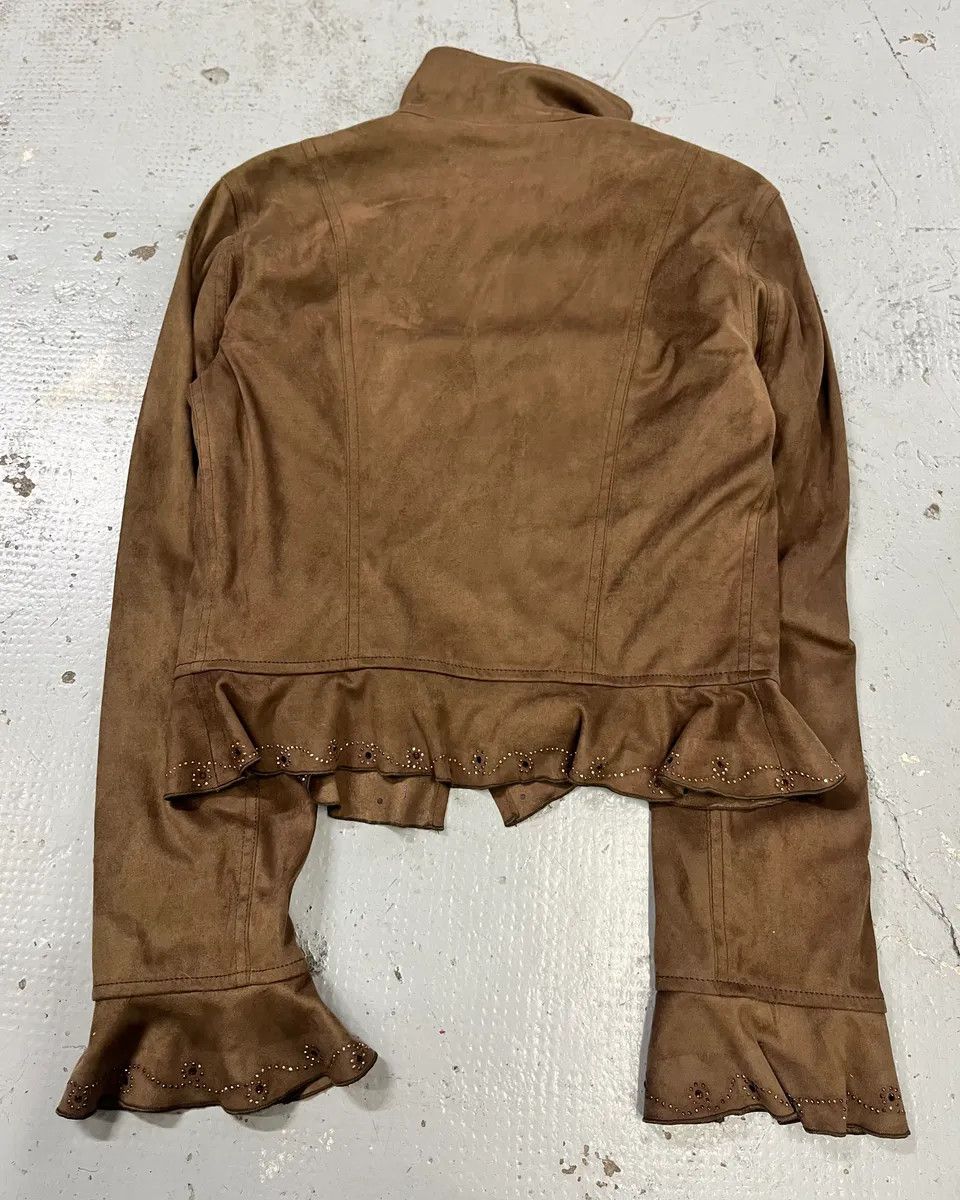 Moschino 2000s Moschino Studded Ruffle Brown Suede Jacket Size M / US 6-8 / IT 42-44 - 7 Thumbnail