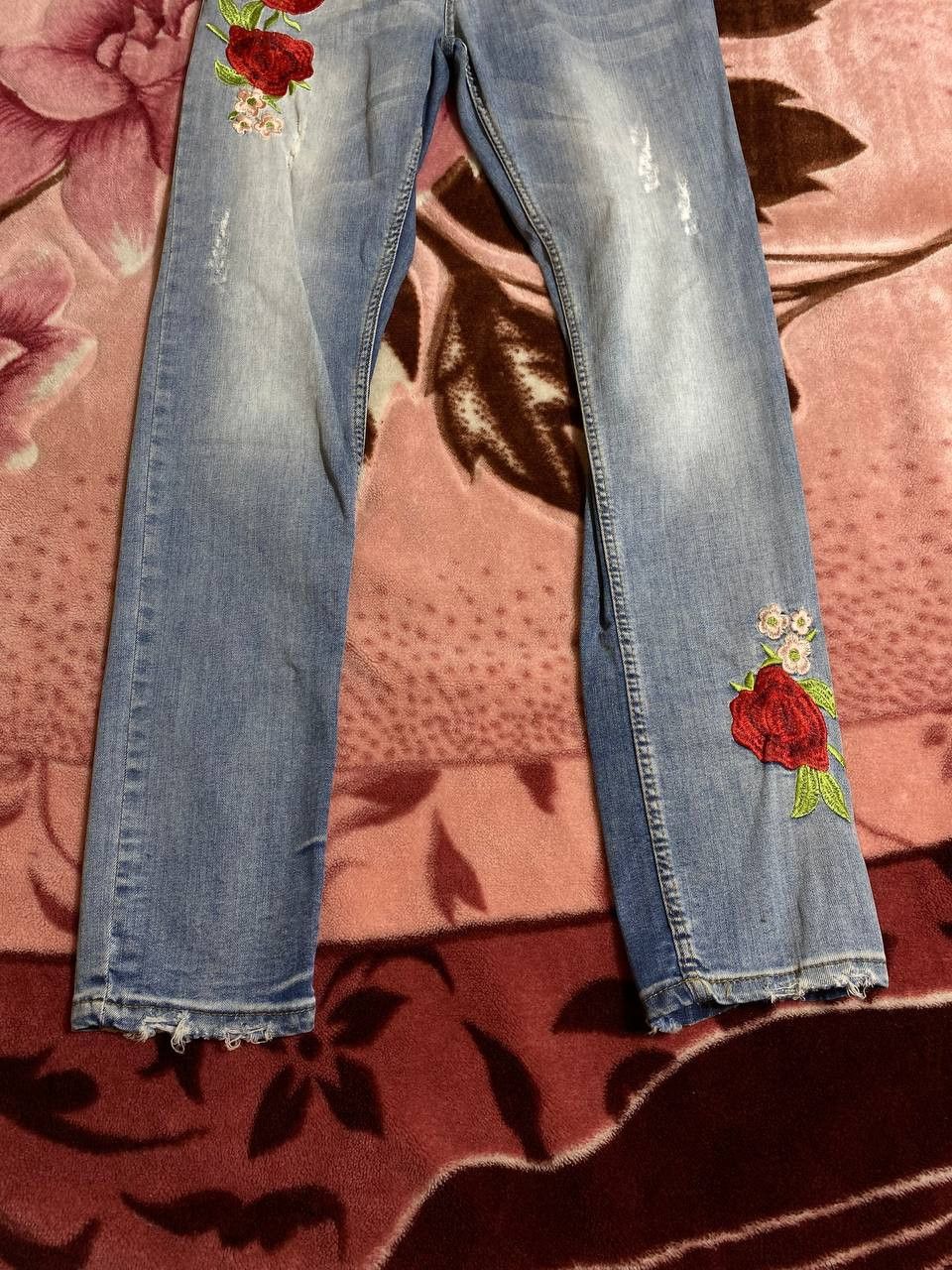 Japanese Brand Dirty Painted Distressed Flower print Faded Baggy Jeans Y2K Size US 30 / EU 46 - 11 Thumbnail