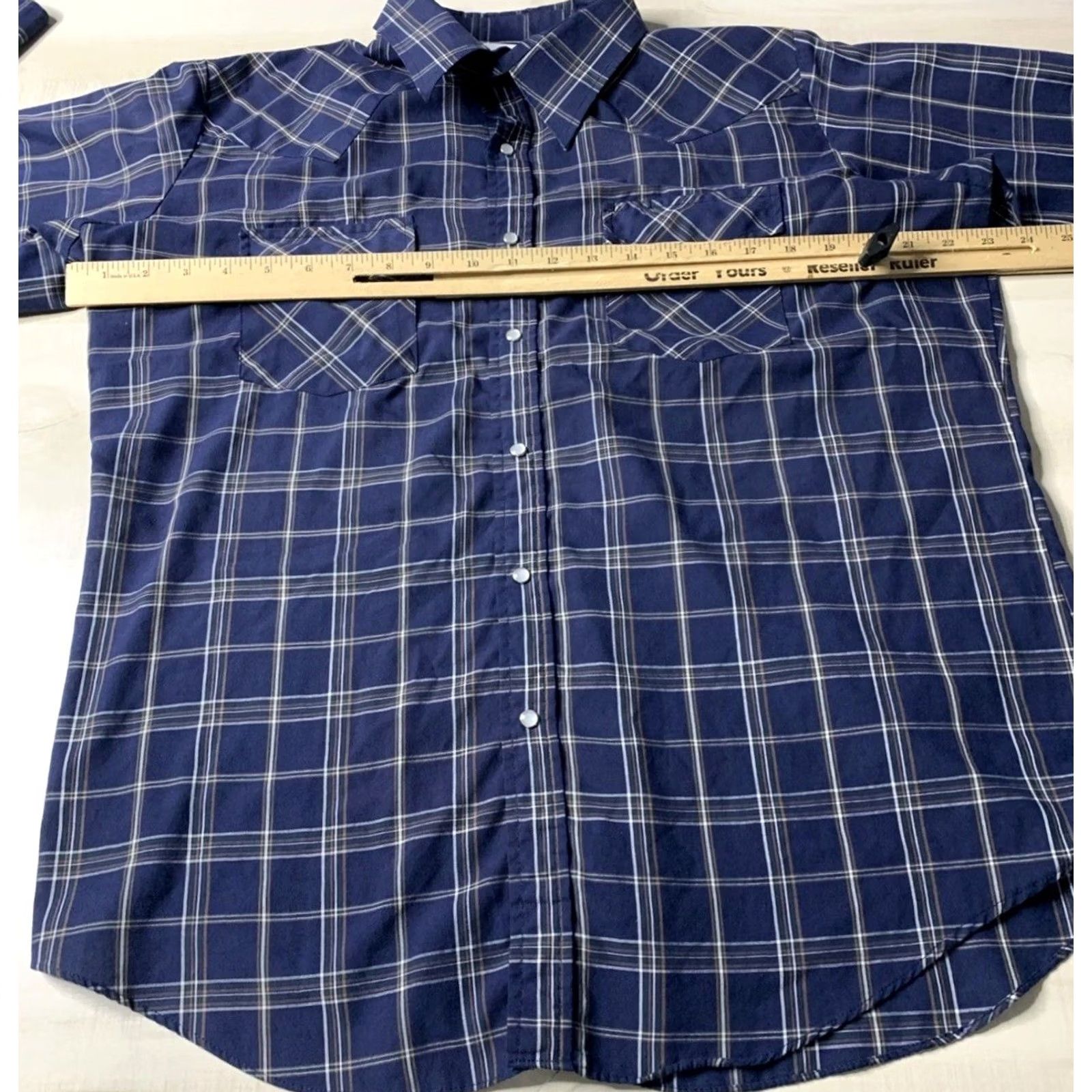 Vintage Ely Cattleman Blue Plaid Pearl Snap Western Style Shirt Mens L Size US L / EU 52-54 / 3 - 2 Thumbnail