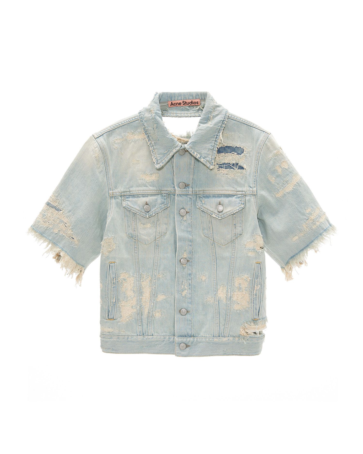 Acne Studios Acne Studios Ripped Short Sleeve Denim Shirt Size US M / EU 48-50 / 2 - 1 Thumbnail