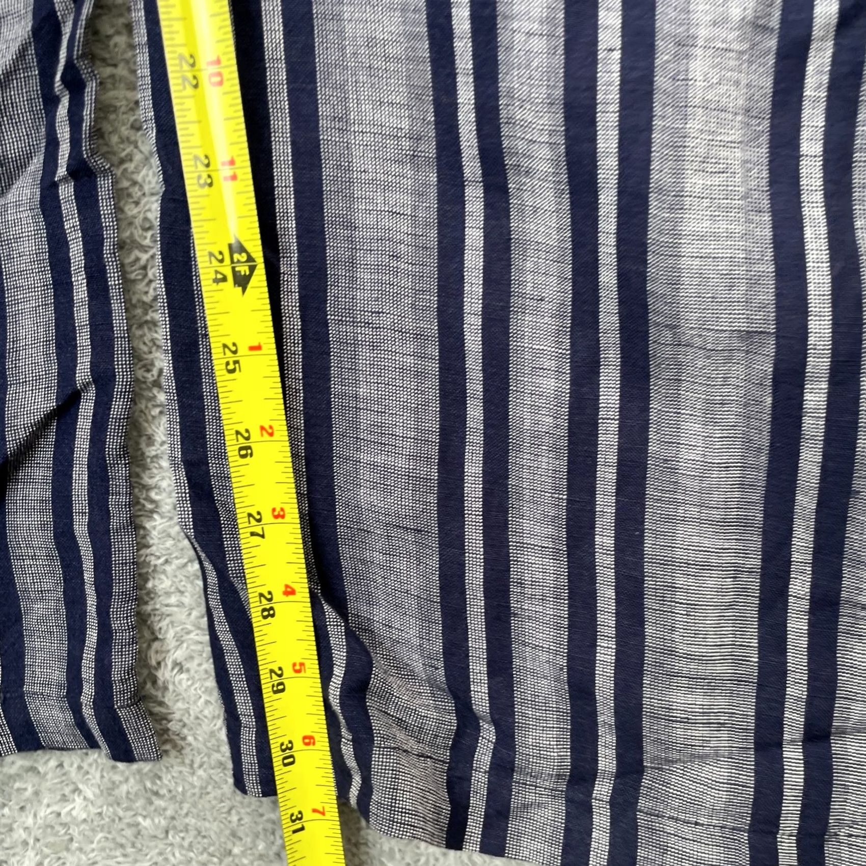 Merona Merona Pants Womens Small Gray Pinstripe Linen Wide-Leg Elastic Waist Drawstring Shorts Size 28" / US 6 / IT 42 - 6 Thumbnail