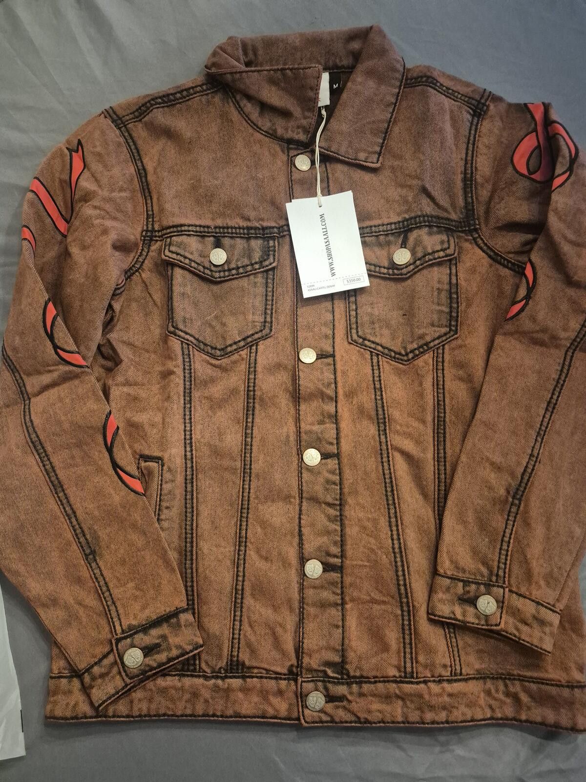 Asaali Asaali Red Denim Jacket Size Medium Size US M / EU 48-50 / 2 - 1 Thumbnail