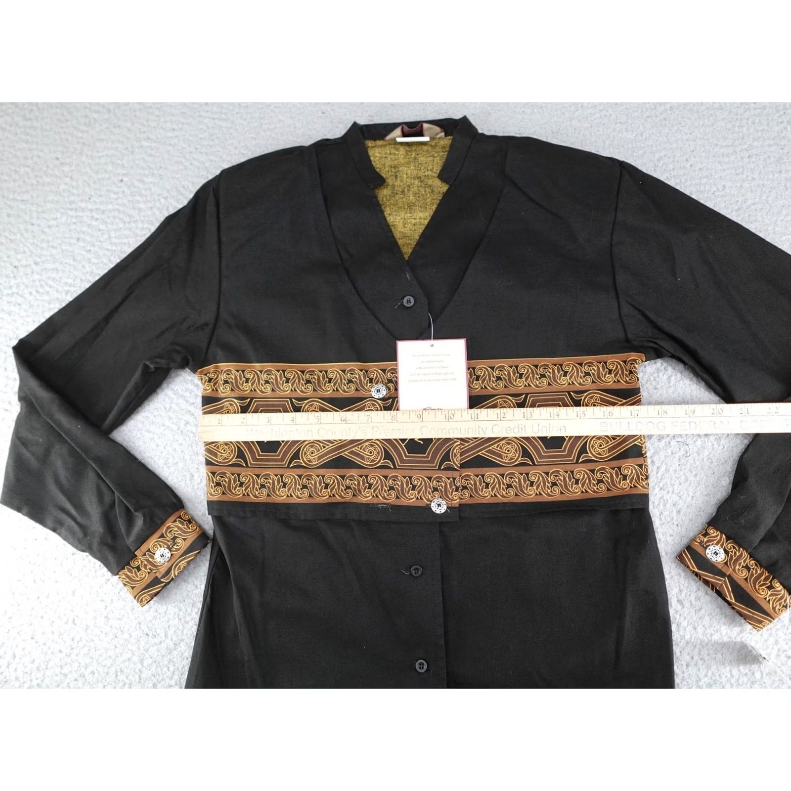 Roper VINTAGE Roper Western Shirt Mens Small Black Gold Print Long Sleeve Cowboy Rodeo USA 90s Size S / US 4 / IT 40 - 4 Thumbnail
