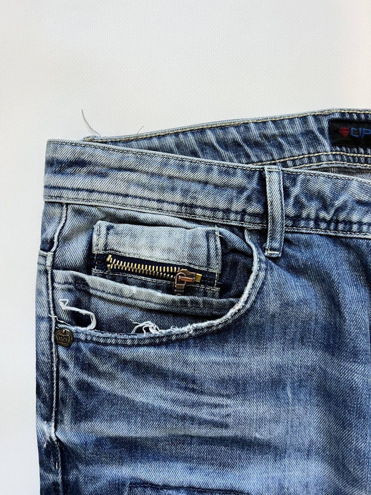 If Six Was Nine Japanese Brand - CIPO&BAXX Multi Pocket Jeans Pants Distress Size US 34 / EU 50 - 7 Thumbnail