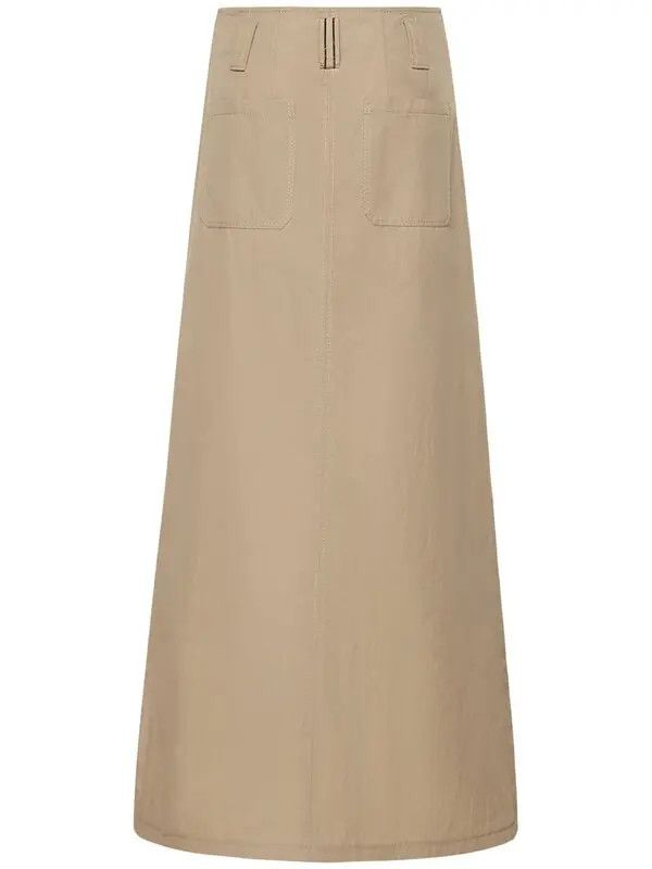 Brunello Cucinelli o1y0725 Maxi Skirt in Beige Size 26" / US 2 / IT 38 - 2 Thumbnail