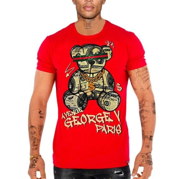 George V Paris Men’s designer Red George V of Paris T-shirt with rhinestone Size US M / EU 48-50 / 2 - 1 Preview