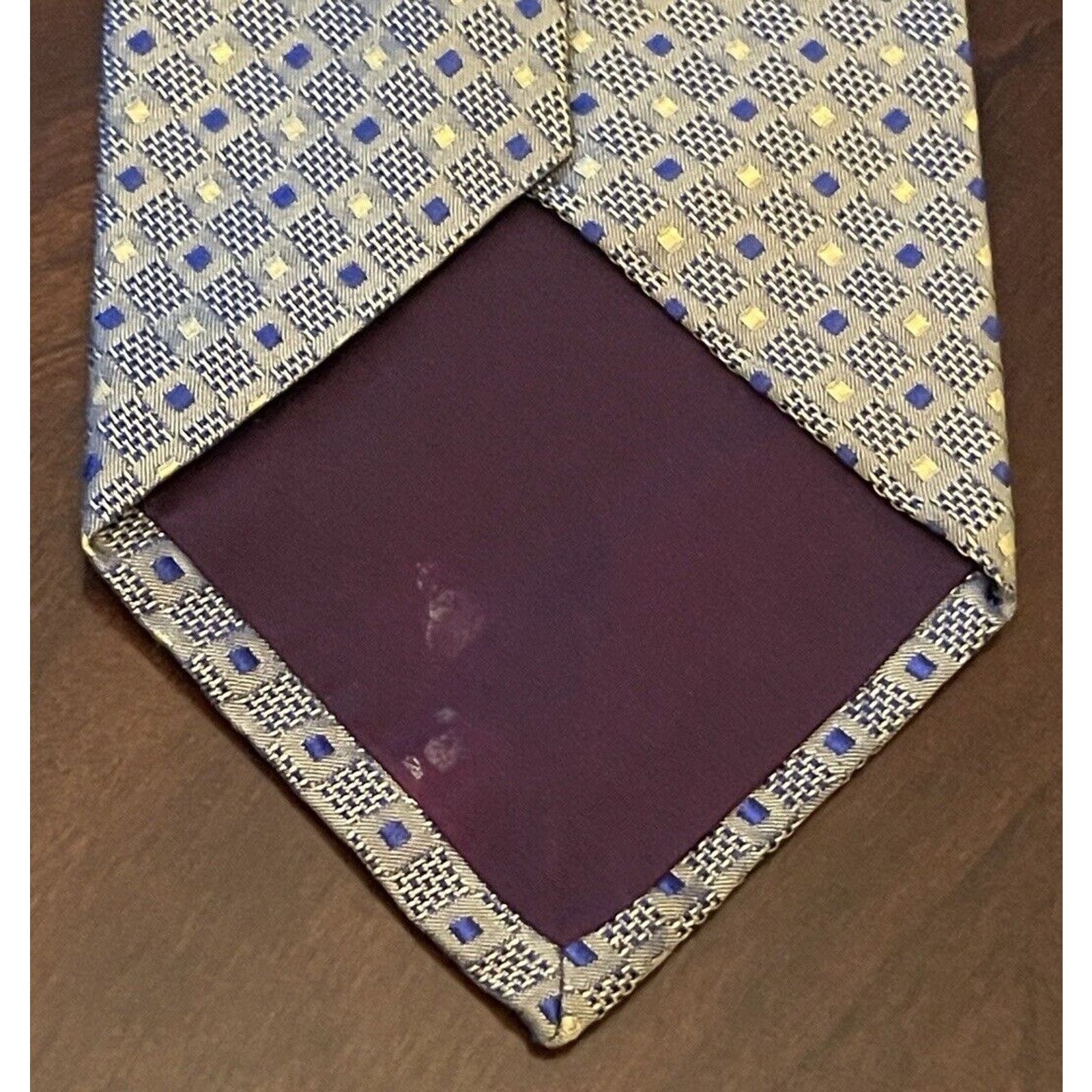 Structure Structure Gold Blue 100% Silk Men’s Neck Tie Made In USA Size ONE SIZE - 2 Thumbnail