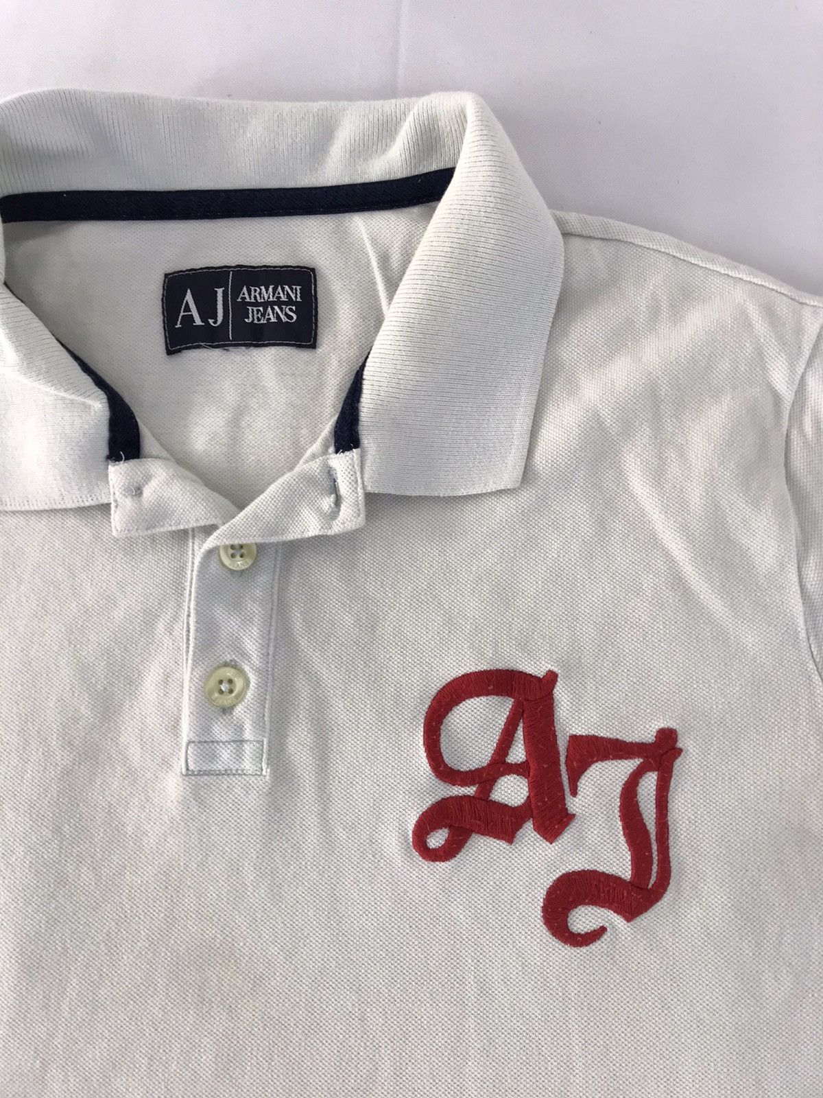 Armani × Designer Armani Jeans Big Logo Design Polo Tee T-shirt Size M / US 6-8 / IT 42-44 - 4 Thumbnail