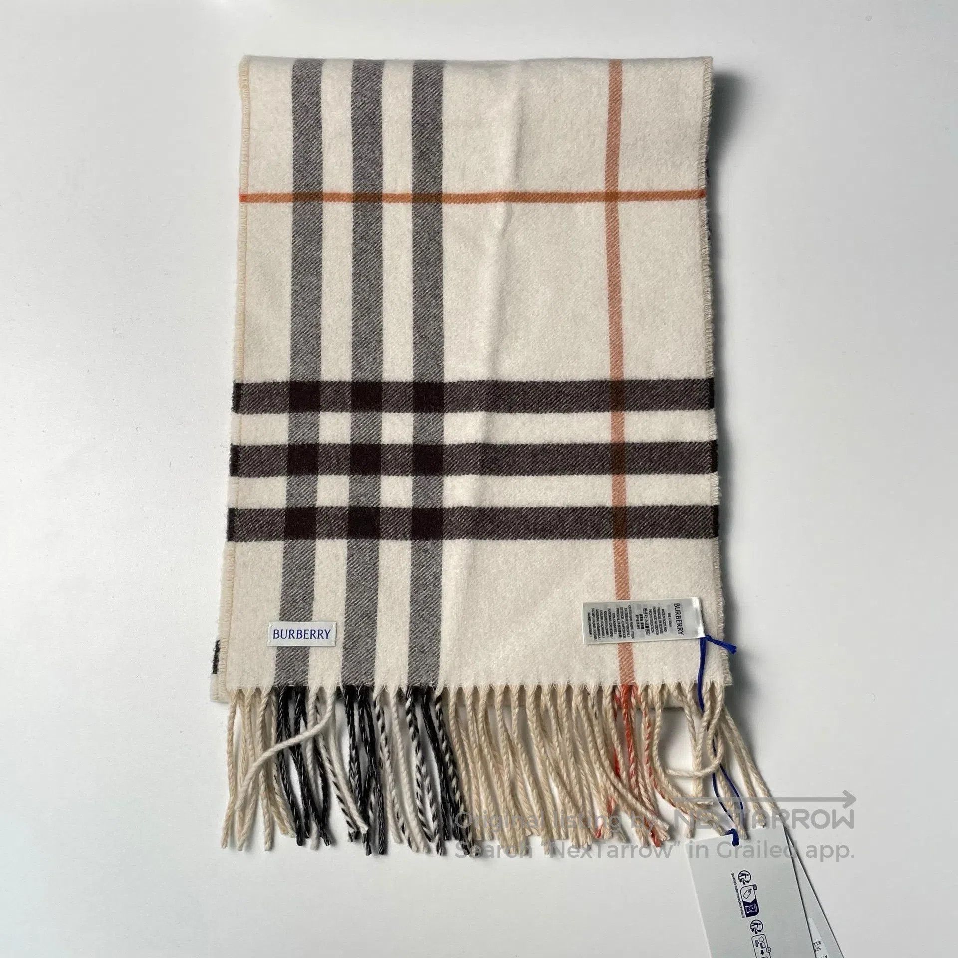 Burberry Burberry Light Brown Plaid Cashmere Fringe Scarf| Size ONE SIZE - 6 Thumbnail