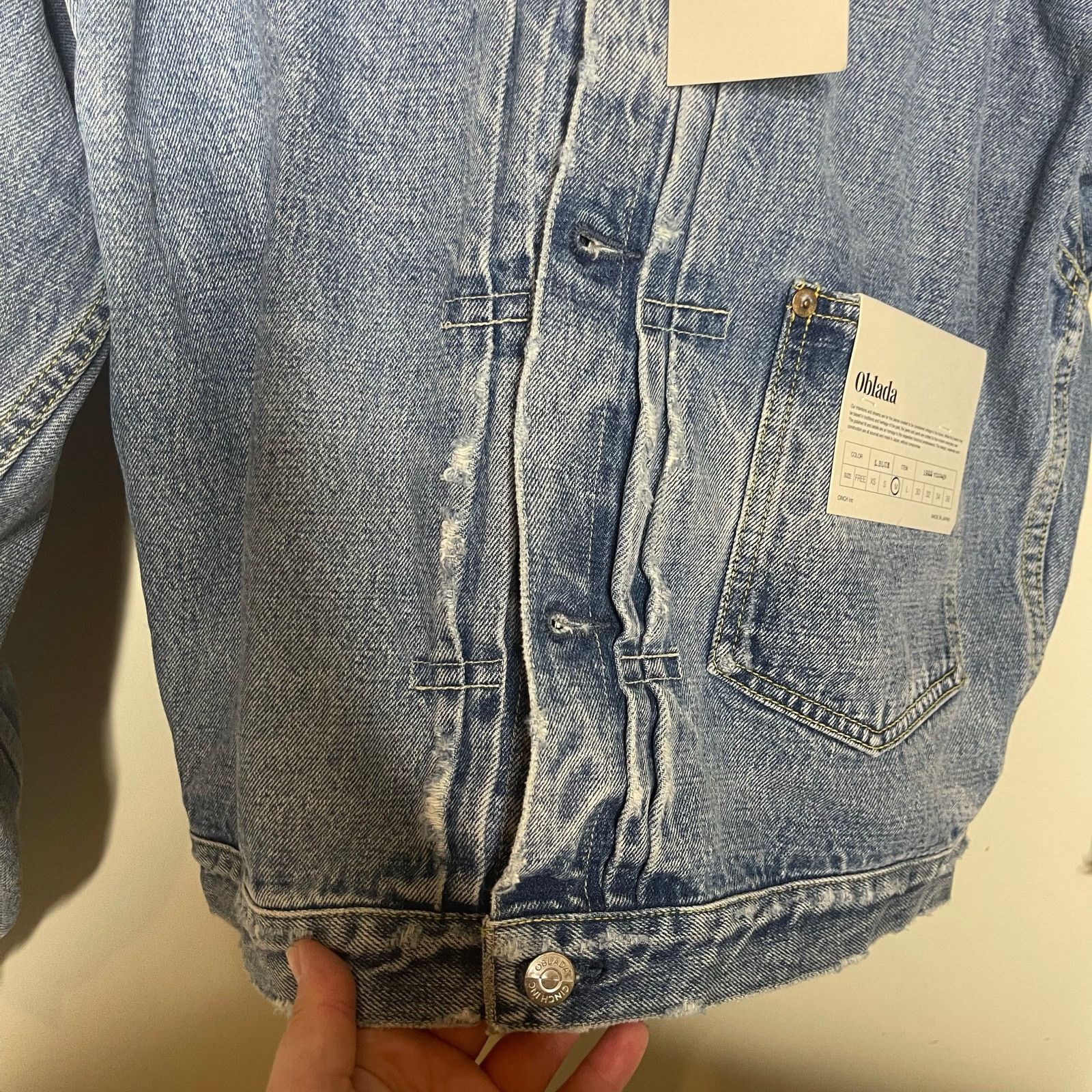 Other New Oblada Japanese Denim Jacket in Vintage Blue Unisex Sz M Size US M / EU 48-50 / 2 - 5 Thumbnail