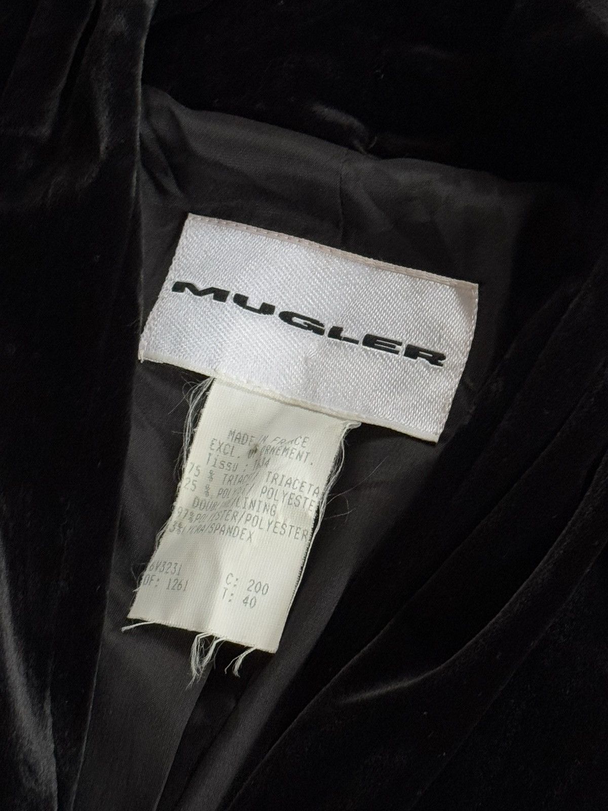 Mugler × Thierry Mugler MUGLER M/L velour velvet jacket blazer + belt vintage coat Size M / US 6-8 / IT 42-44 - 10 Thumbnail