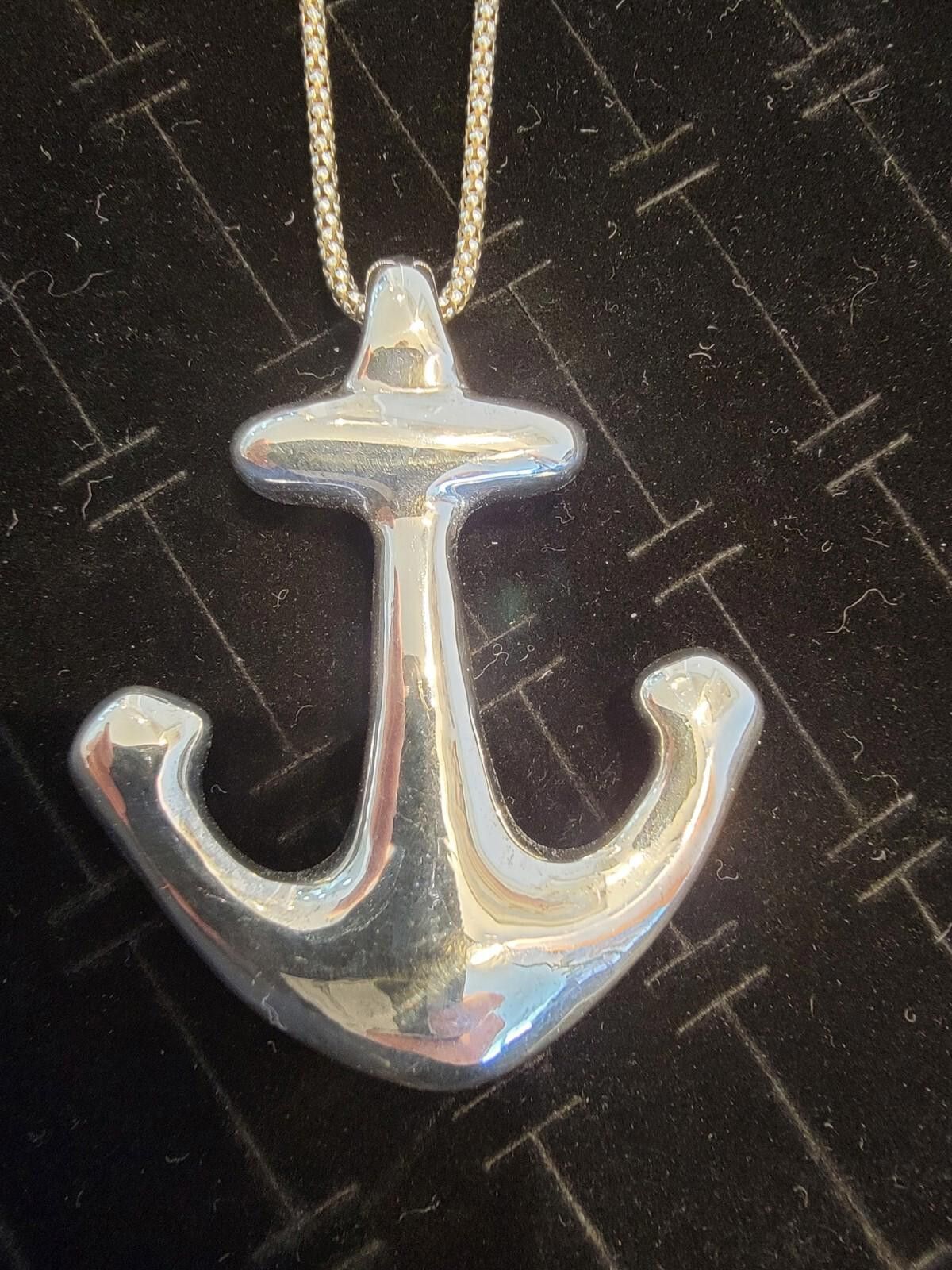 The Unbranded Brand Sterling Silver Anchor Pendandt On Chain Size ONE SIZE - 2 Thumbnail