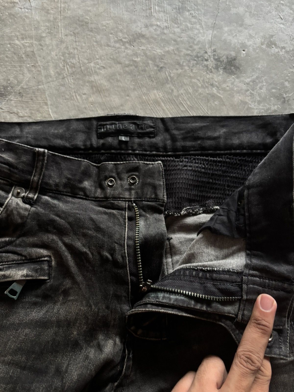 In The Attic IN THE ATTIC BIKER PANT BALMAIN STYLE SASHIKO DISTRESSED Size US 34 / EU 50 - 5 Thumbnail