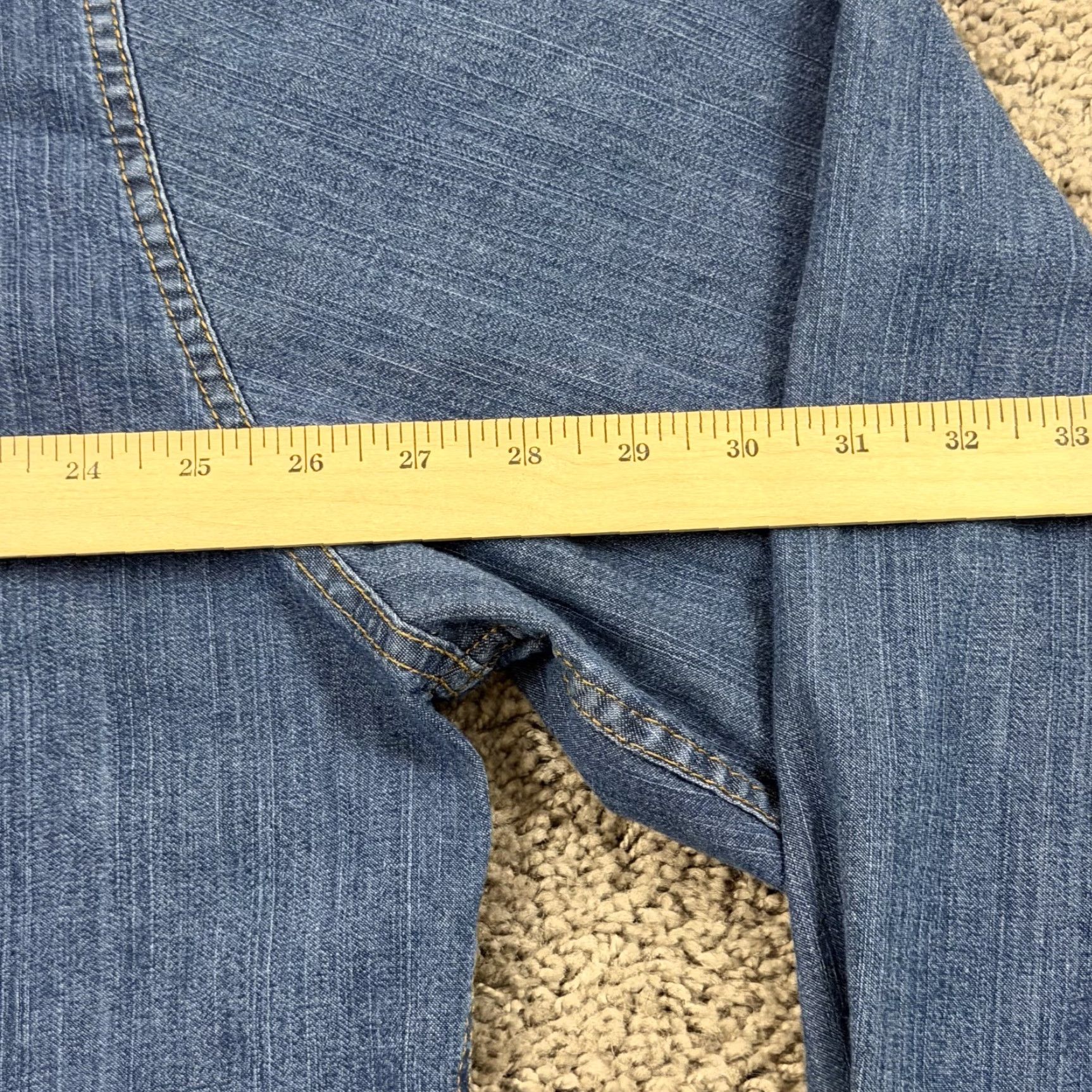 Wrangler Wrangler Shirt Mens 3XL Blue Denim Long Sleeve Pearl Snap Stretch Dark Indigo Category: Button-Up Size US XXL / EU 58 / 5 - 6 Thumbnail