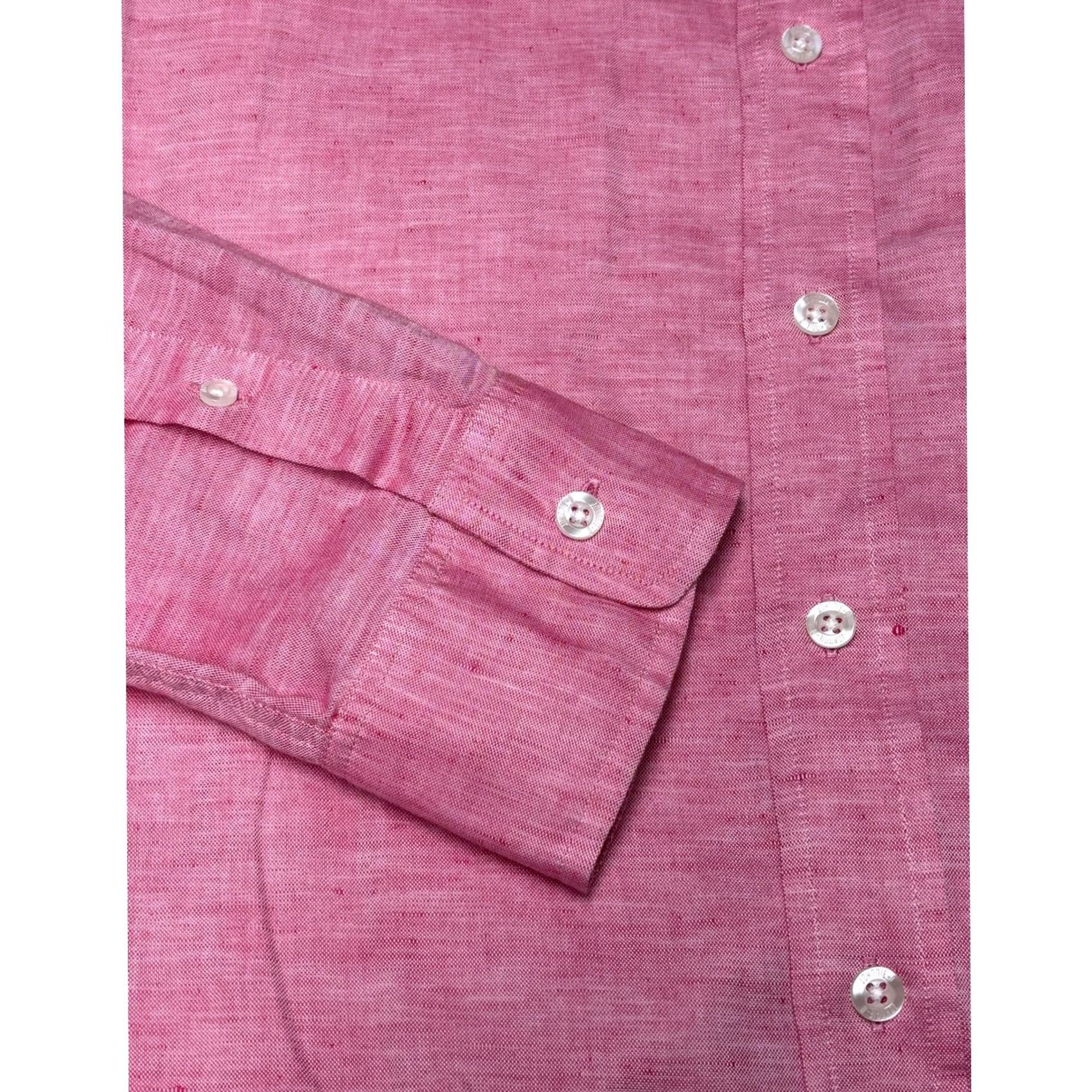 johnnie-O johnnie-O Mens Pink Linen Blend Long Sleeve Button-Down Shirt XL Size US XL / EU 56 / 4 - 3 Thumbnail