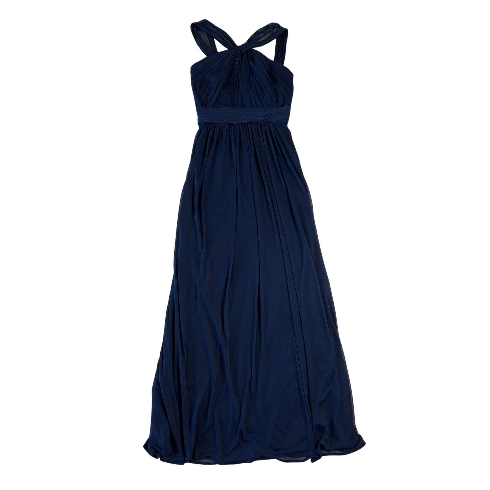 Other David's Bridal Women's 2 Blue Midi Brides Maid Dress Flowy Size XS / US 0-2 / IT 36-38 - 2 Thumbnail