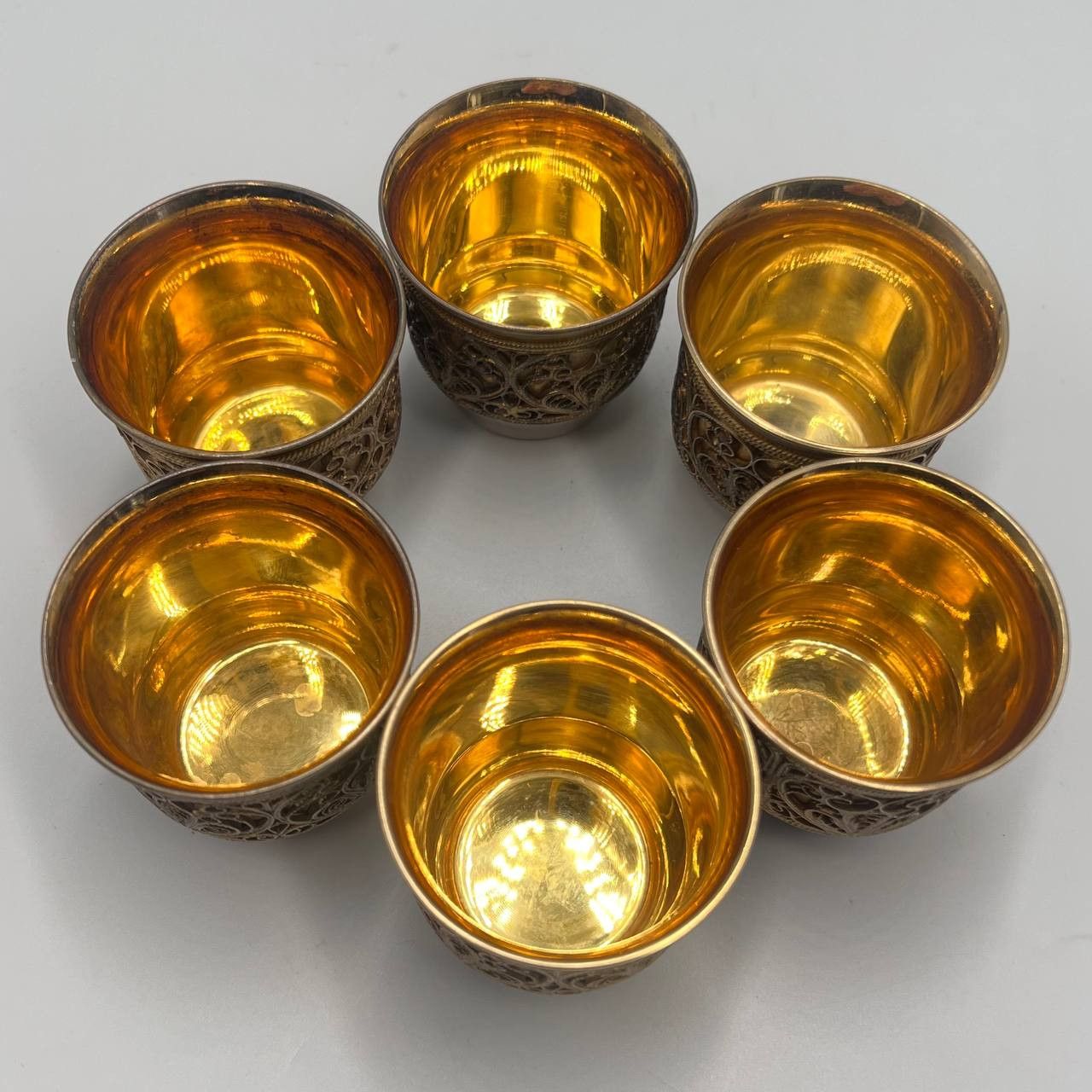 Vintage Vintage USSR Filigree Gilded Nickel Silver Shot Glasses Size ONE SIZE - 2 Thumbnail