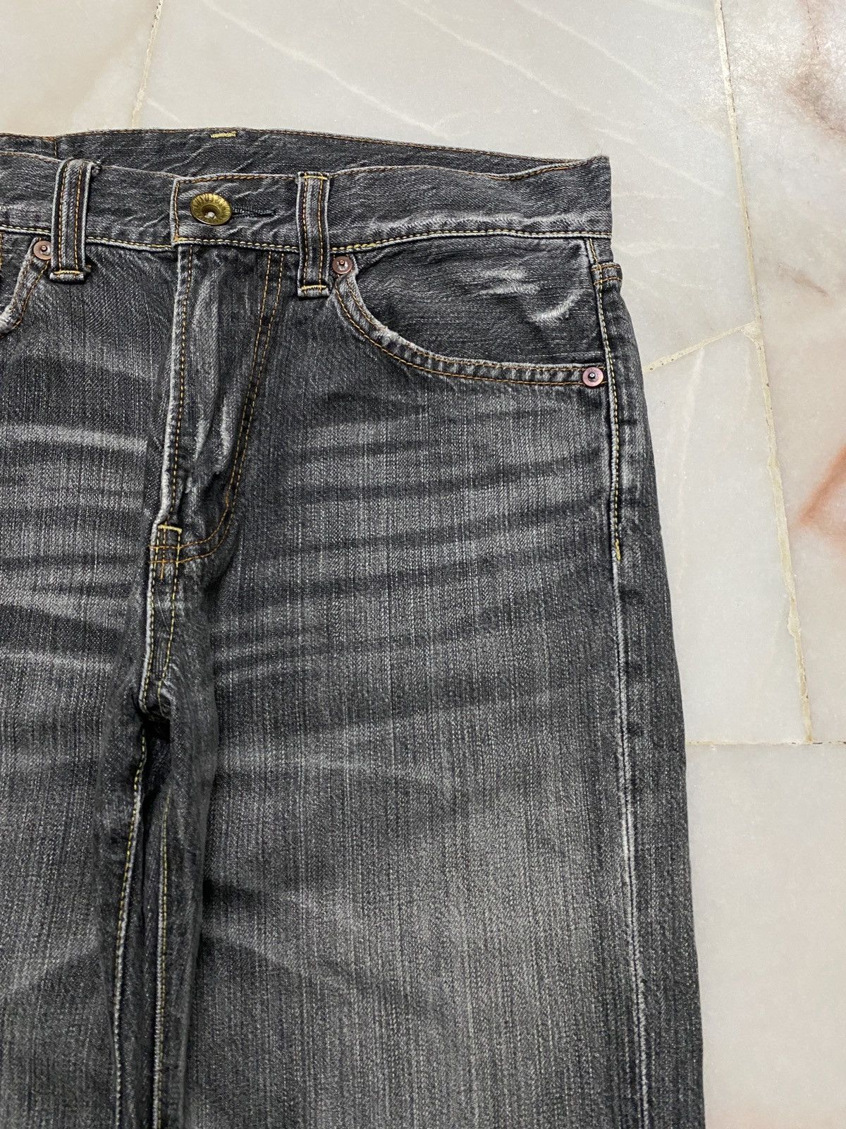 If Six Was Nine × Japanese Brand 💥Baggy 90s Uniqlo S002 Mudwash Faded Distress thrashed Jean Size US 29 - 9 Thumbnail