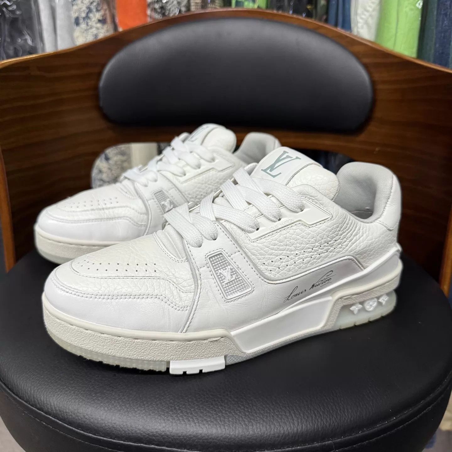 Louis Vuitton LV Trainer White Cement 37 OG Box Light Use Ex Cond Size US 6.5 / IT 36.5 - 1 Thumbnail