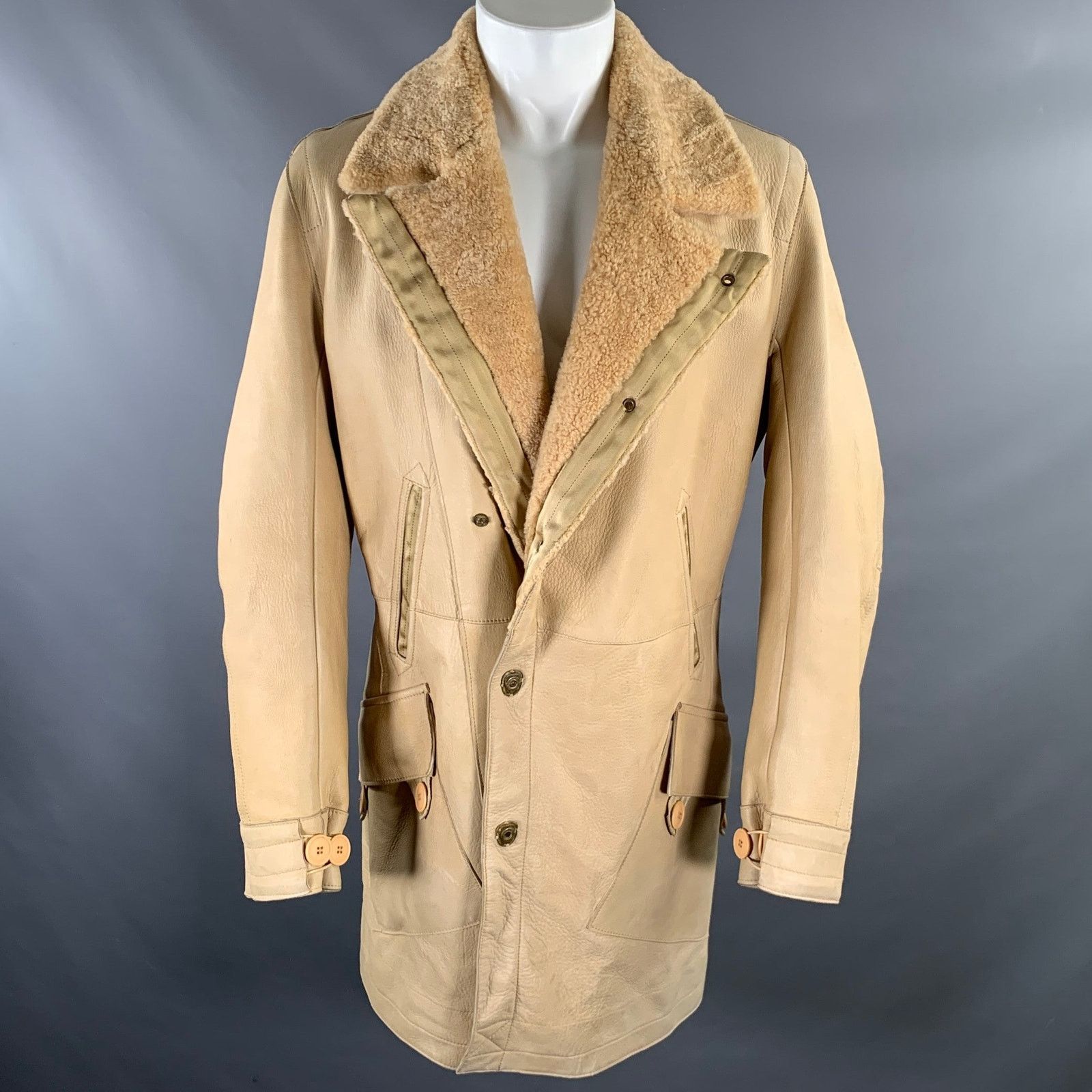 Other CORPO NOVE Size 42 Camel Leather Overcoat Coat Size US L / EU 52-54 / 3 - 1 Thumbnail