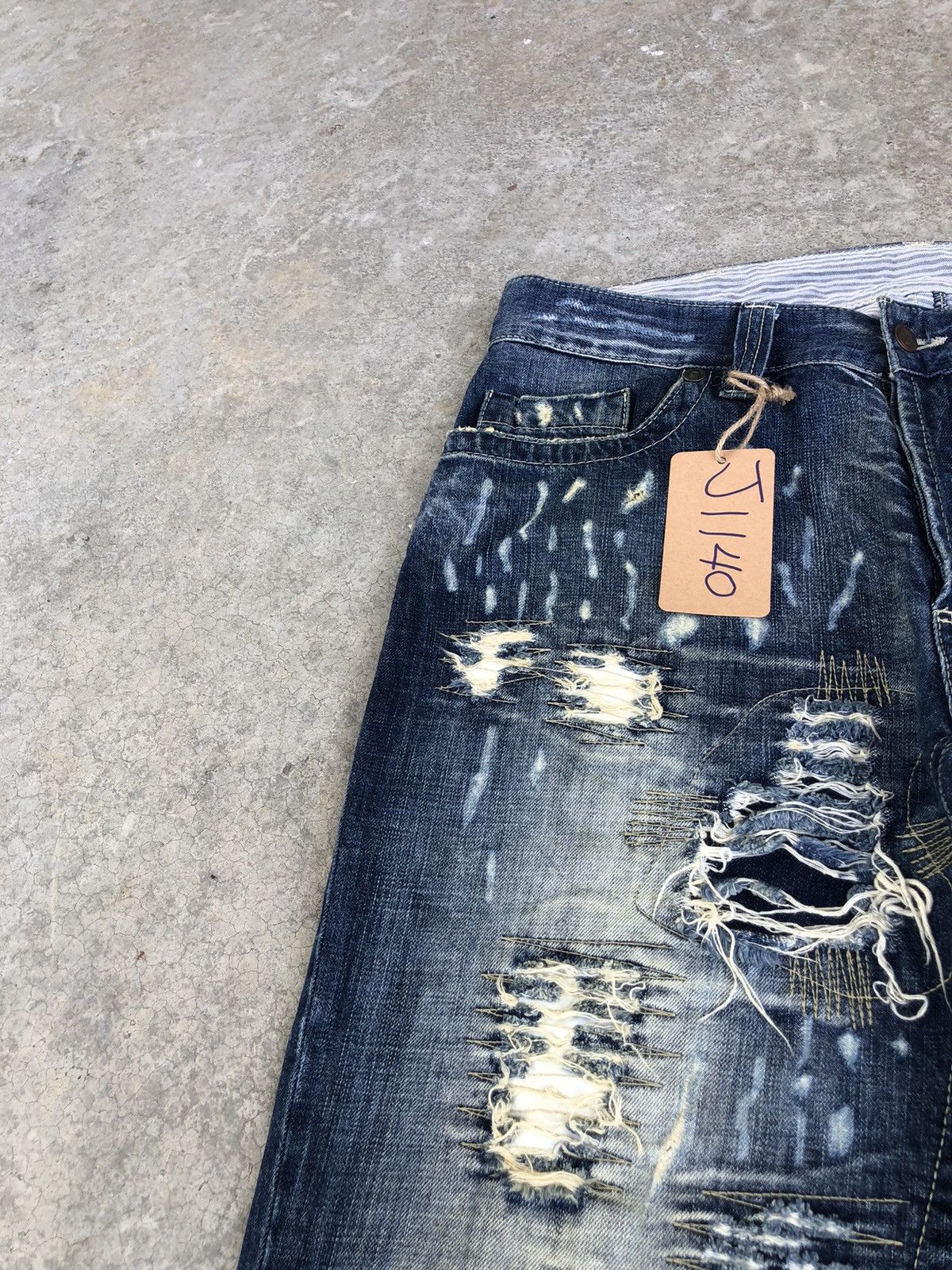 Ends Repair Japanese Bright Mini Flared Jeans Distressed Jeans Size US 33 - 13 Thumbnail