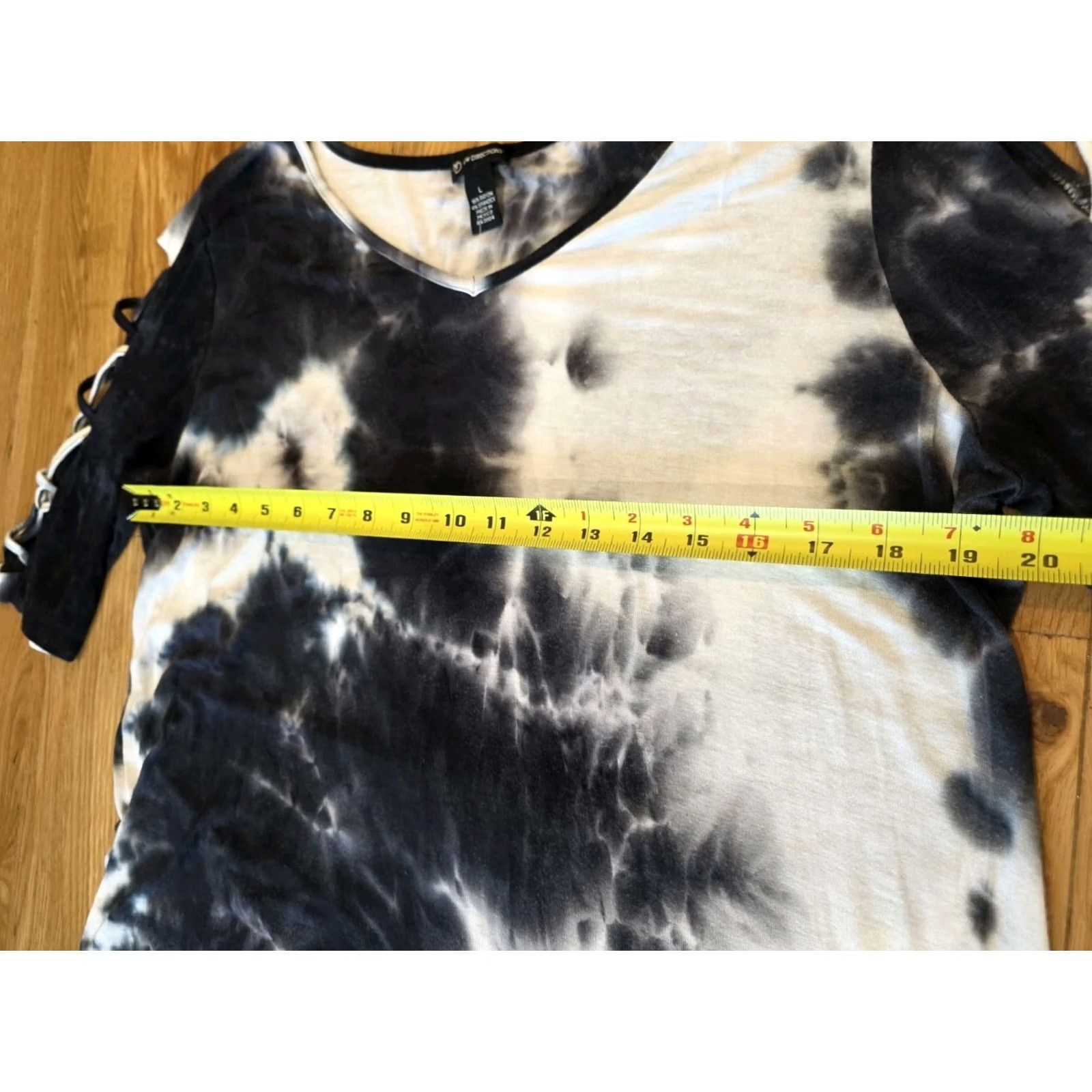 Vintage New Directions Tunic Top Womens L Pullover V-Neck 3/4 Sleeve Tie Dye Blue White Jersey Stretch Size L / US 10 / IT 46 - 3 Thumbnail
