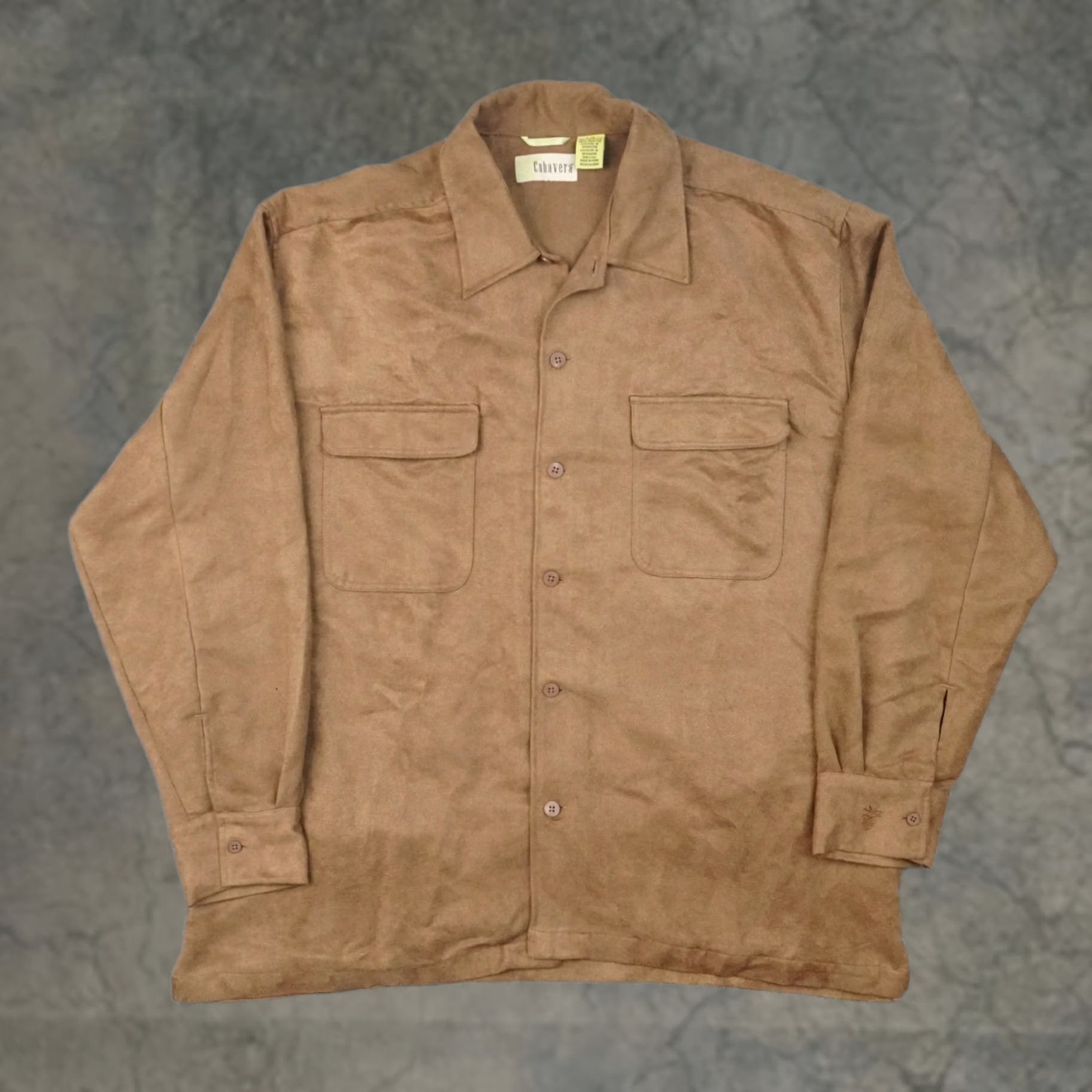 Cubavera Cubavera Shirt Mens L Brown Faux Suede Long Sleeve Collared Button Down Size US L / EU 52-54 / 3 - 1 Thumbnail