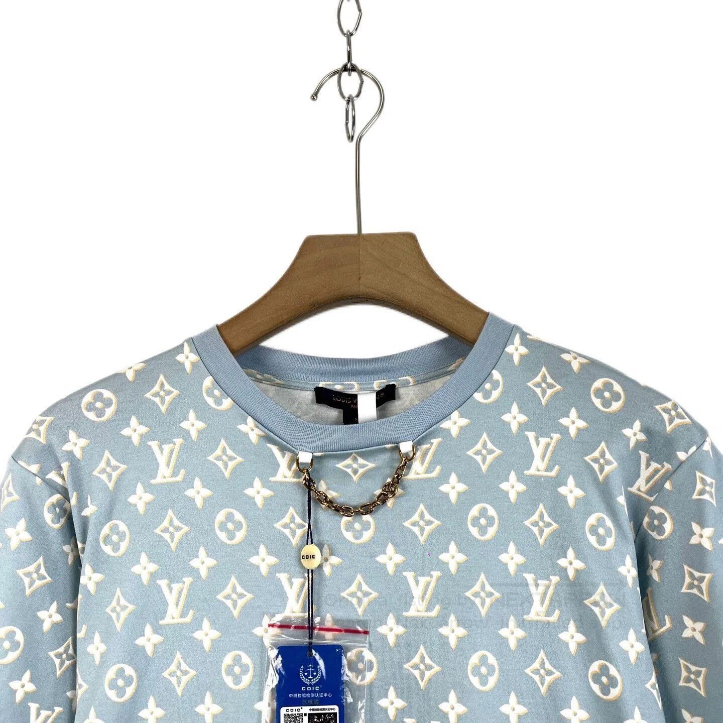 Louis Vuitton LV Blue All-over Print Round Neck Dress. Size S / US 4 / IT 40 - 3 Thumbnail