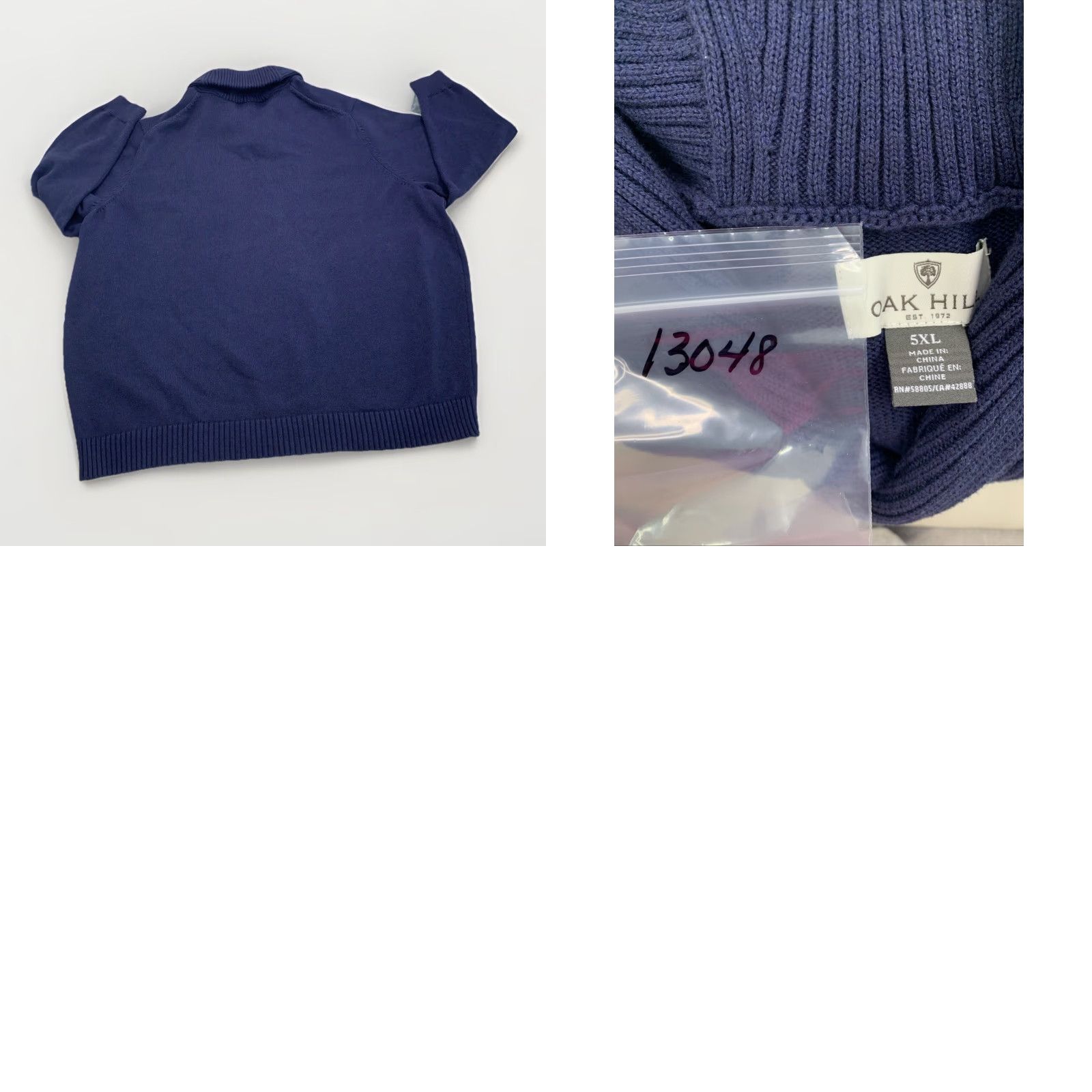 Vintage Oak Hill Navy Knit Cowl V Neck Mens Sweater 5XL Size US XXL / EU 58 / 5 - 9 Thumbnail
