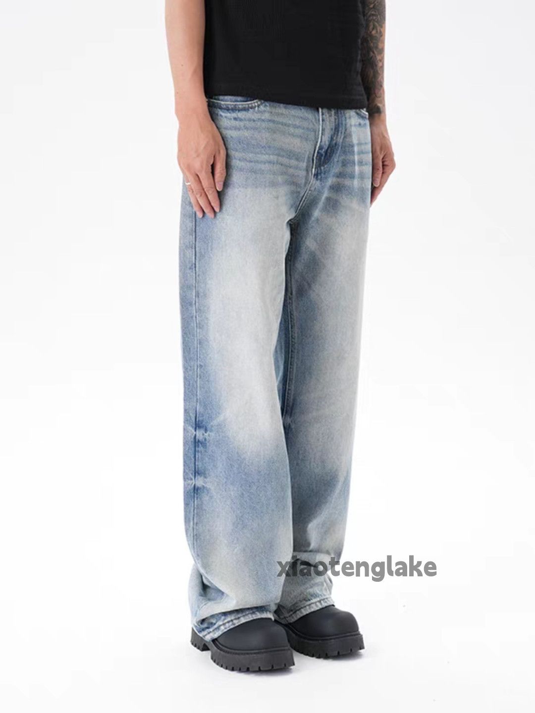 Designer Unisex washed faded loose baggy skate hiphop y2k pants Size US 34 / EU 50 - 2 Thumbnail