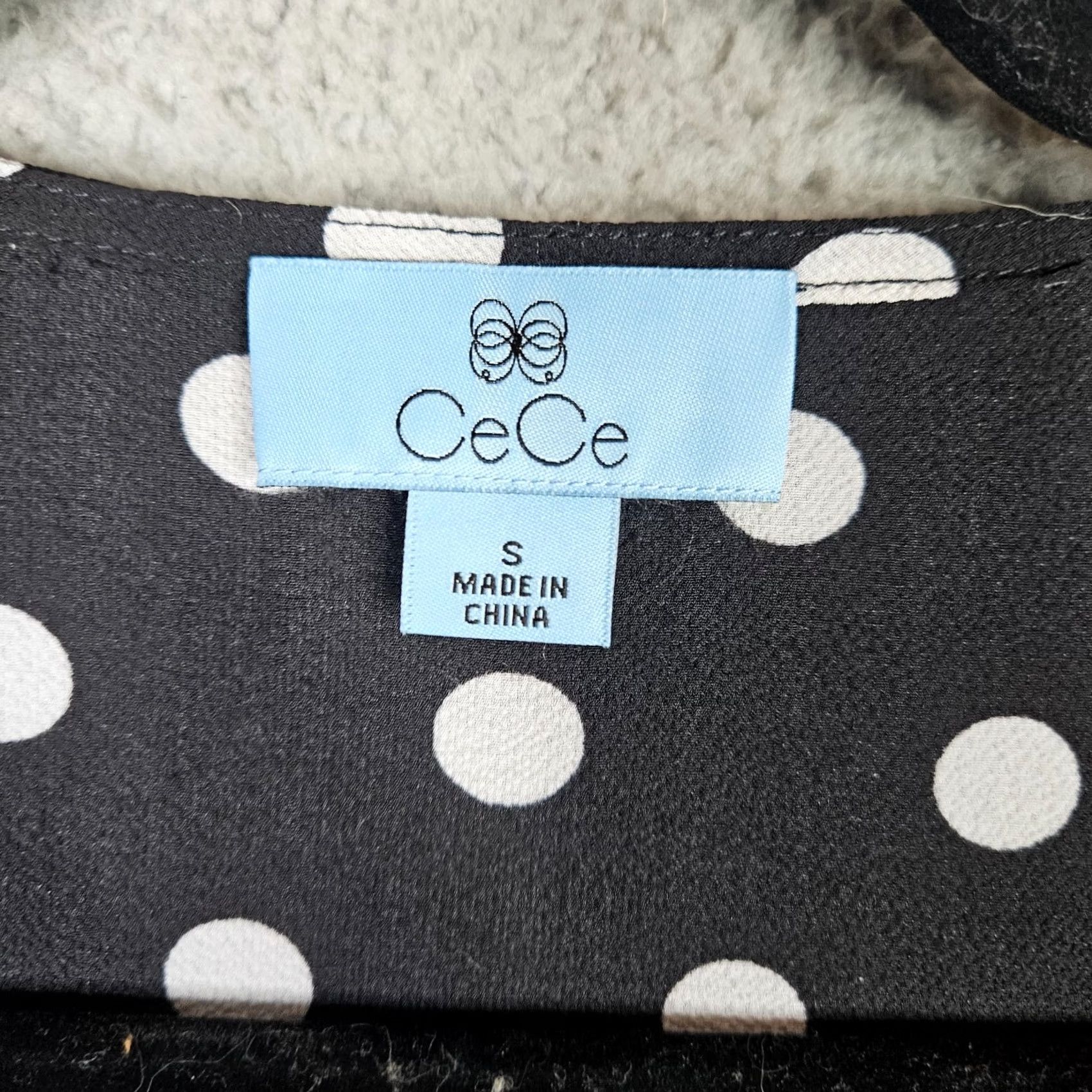 Vintage Cece Black White Polka Dot Tie Sleeve V-Neck Casual Blouse XS Women Size XS / US 0-2 / IT 36-38 - 5 Thumbnail