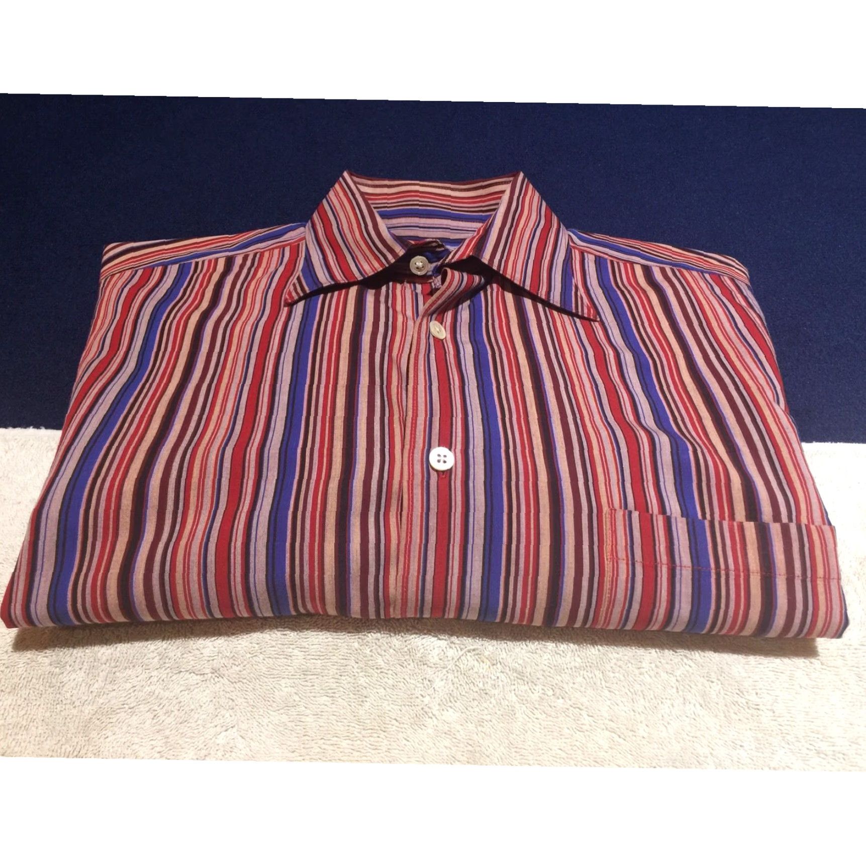 Vintage Martin Gordon Mens Stripe Shirt Large L Button Front Long Sleeve Cotton Size US L / EU 52-54 / 3 - 1 Thumbnail