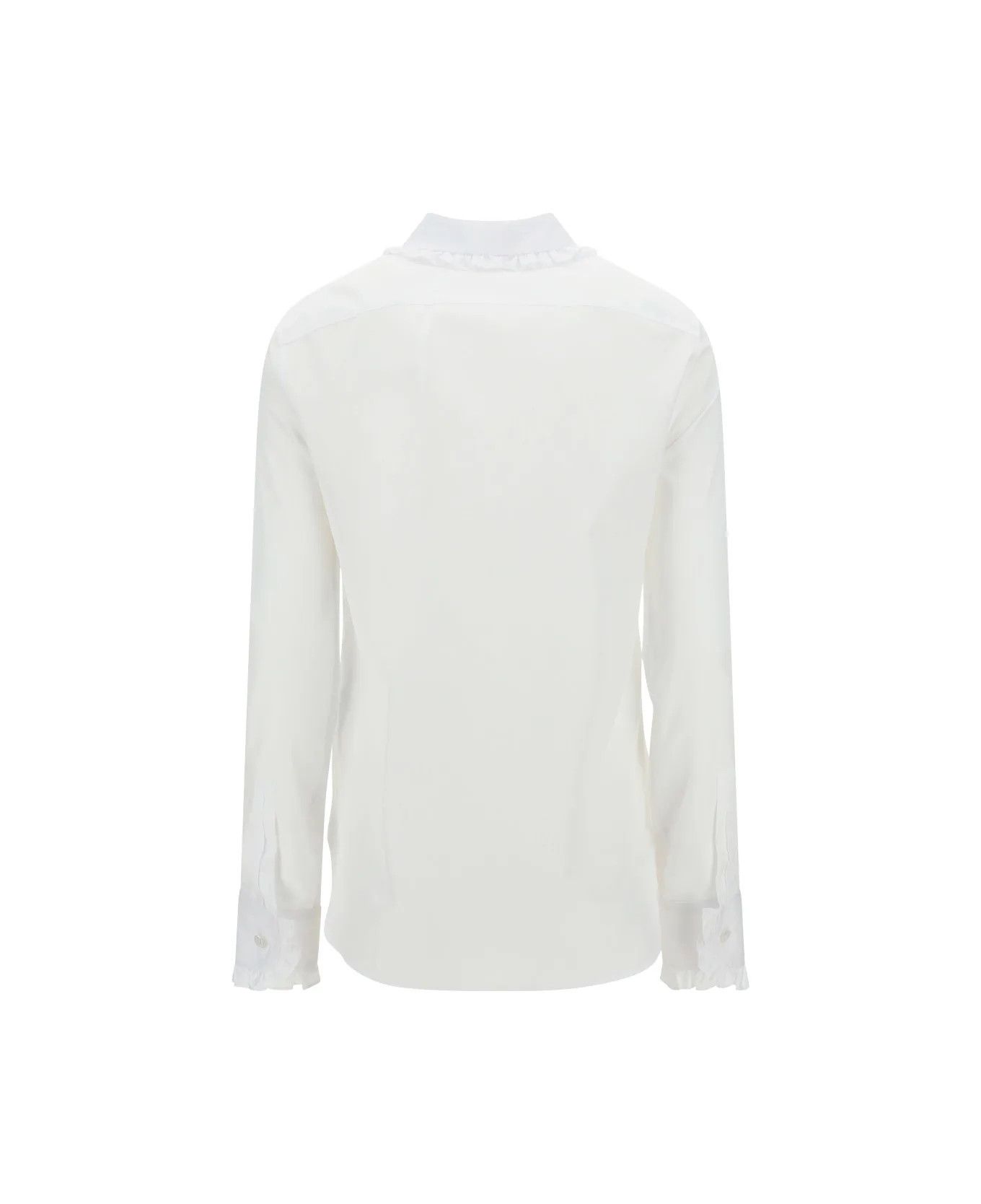 Saint Laurent Paris oc11z1125 Ruffled Shirt In Cotton Poplin in White Size XS / US 0-2 / IT 36-38 - 2 Thumbnail