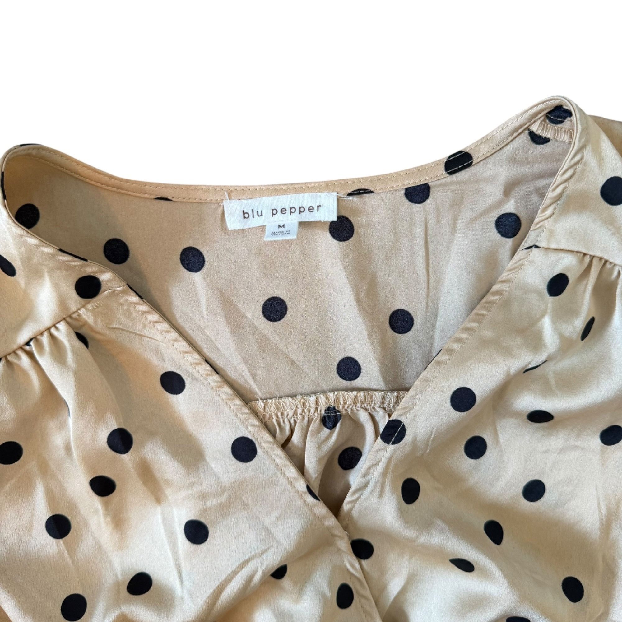 Other Blu Pepper Polka Dot Wide Smocked Waist Cropped Blouse M Size M / US 6-8 / IT 42-44 - 3 Thumbnail