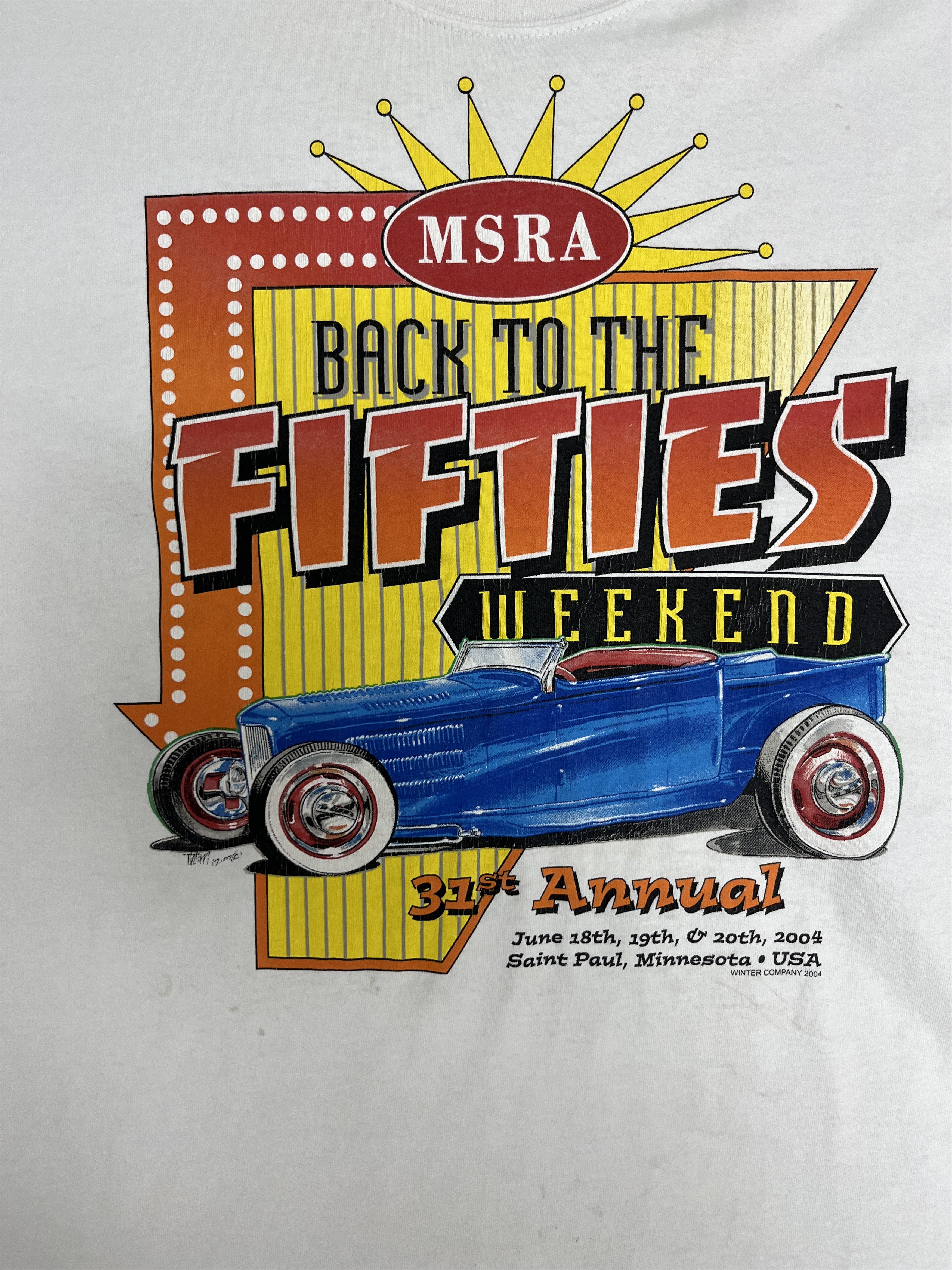 Vintage MSRA Back To The Fifties Weekend Vintage White T-Shirt Tee Size US XL / EU 56 / 4 - 2 Thumbnail