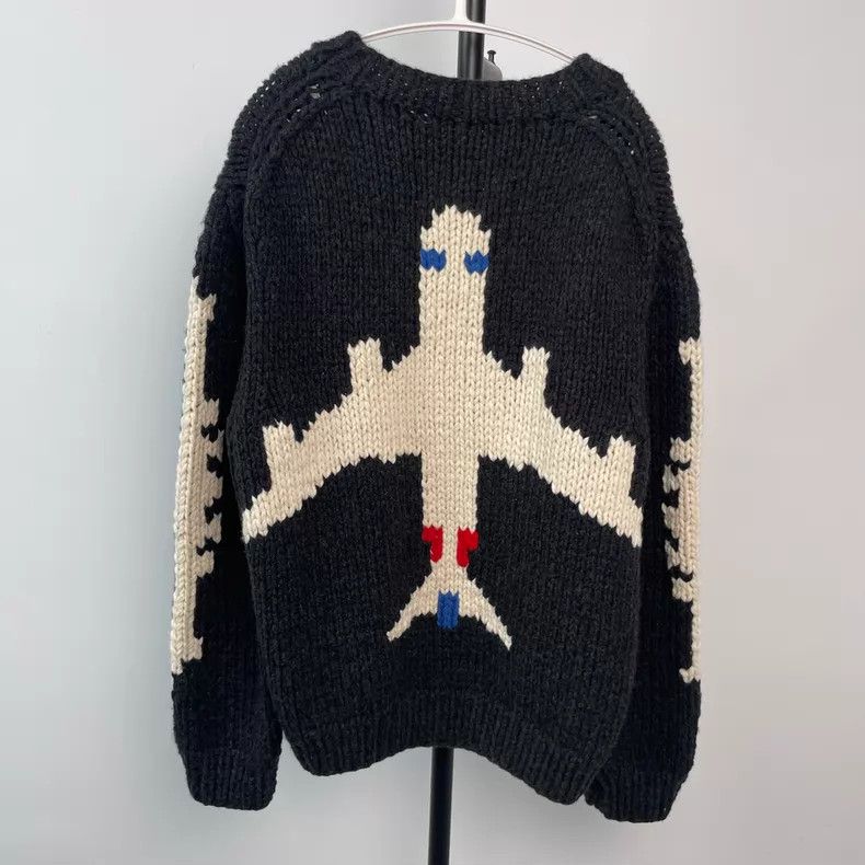 Louis Vuitton Louis Vuitton Black Airplane Intarsia Wool Crew Neck Long- Size US M / EU 48-50 / 2 - 2 Thumbnail