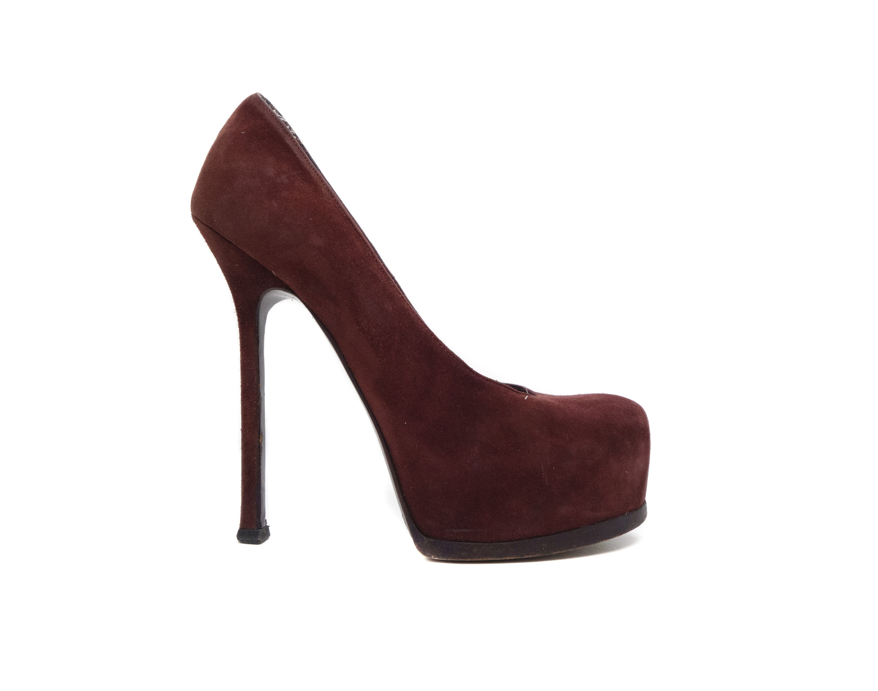 Yves Saint Laurent 00s Rive Gauche Tribtoo Suede Platform Pumps Size US 6 / IT 36 - 1 Thumbnail