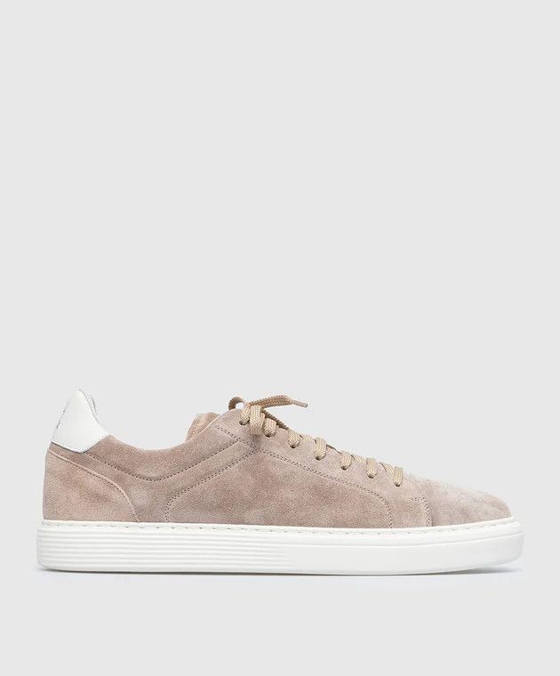 Brunello Cucinelli o1B3y1r0426 Suede Sneakers in Beige Size US 11.5 / IT 41.5 - 1 Thumbnail