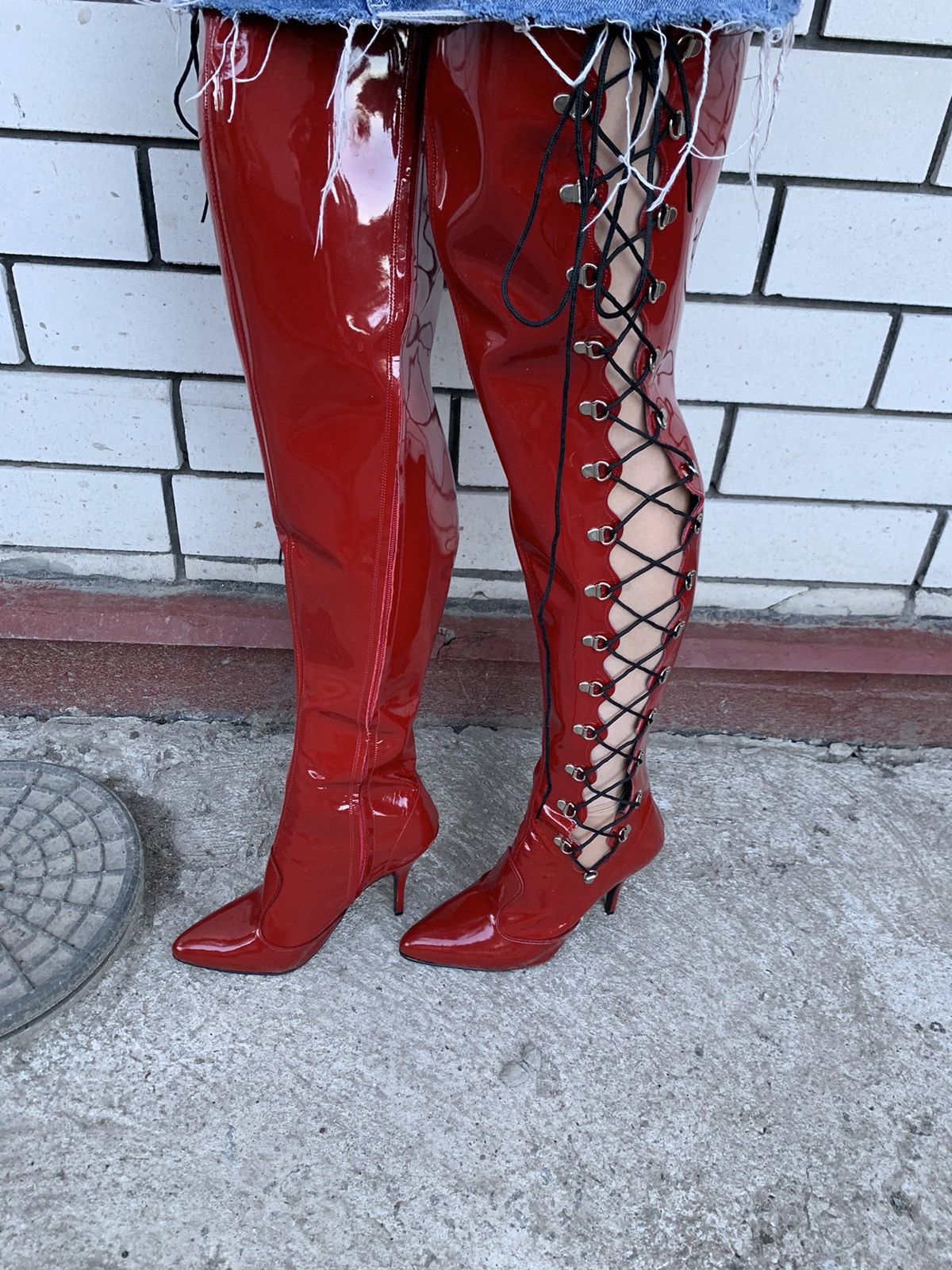 Japanese Brand Women's Biker Cowboy Boots Gothic High Heel Motorcycle style Size US 7 / IT 37 - 20 Thumbnail