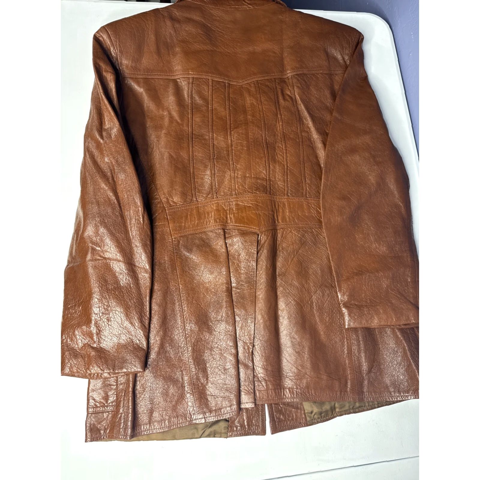 Vintage VINTAGE Brown Leather Blazer Sport Coat Jacket Made In Mexico Sz 44 Mens Regular Leather Blazer Sports Overcoat 44 Brown Mens Size 44R - 7 Thumbnail